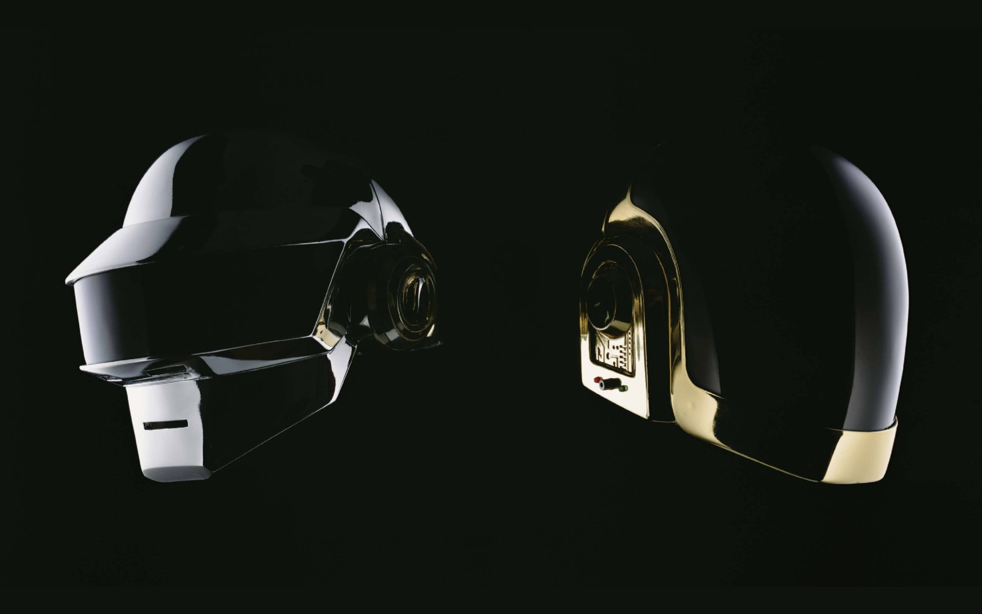 Daft Punk, Caschi, Argento e oro, Sfondo nero, Full HD, wallpaper per computer