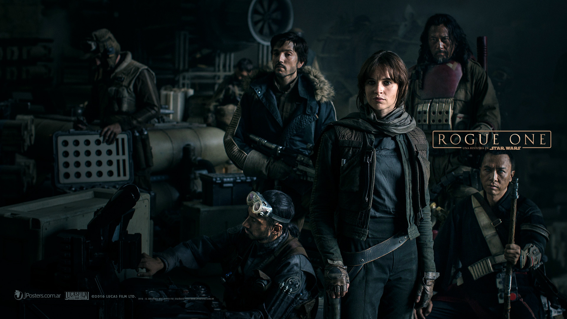 Rogue One: A Star Wars Story, Jyn Erso, Cassian Andor, Baze Malbus, Chirrut Îmwe, Poster, sfondo per PC