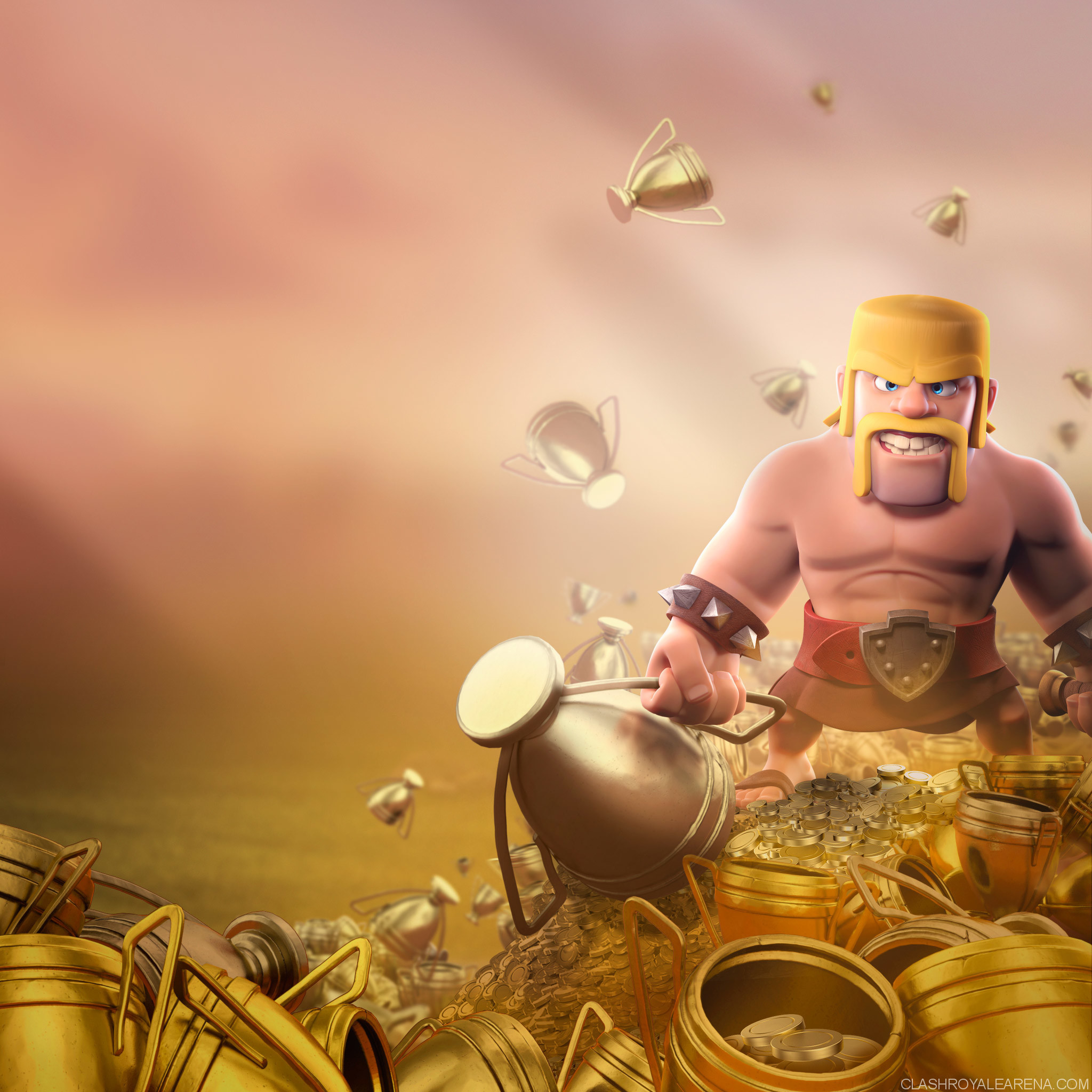 Clash Royale, Barbaro, Monete d'oro, Tesoro, Full HD, schermata di blocco iPad