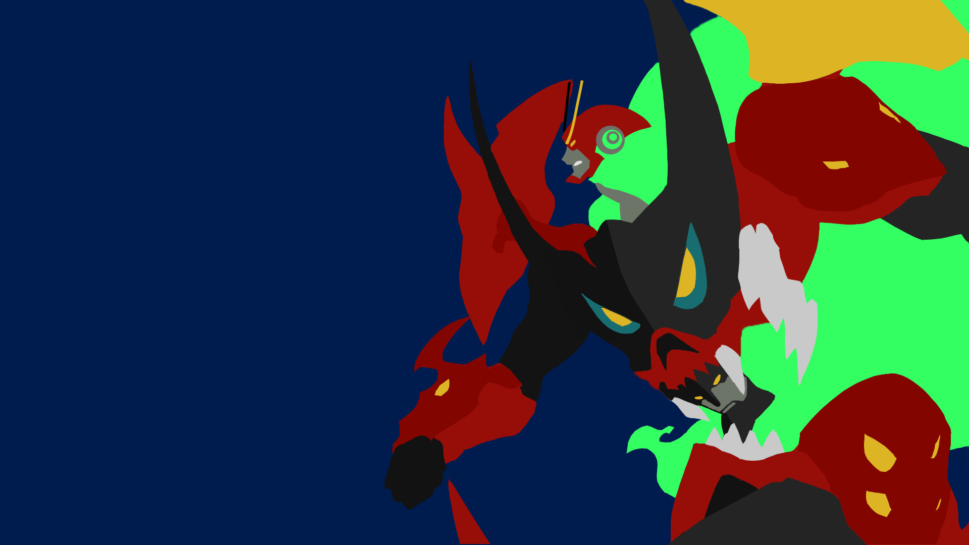 Gurren Lagann, Mecha, Minimalismo, Sfondo blu, Full HD, wallpaper per PC