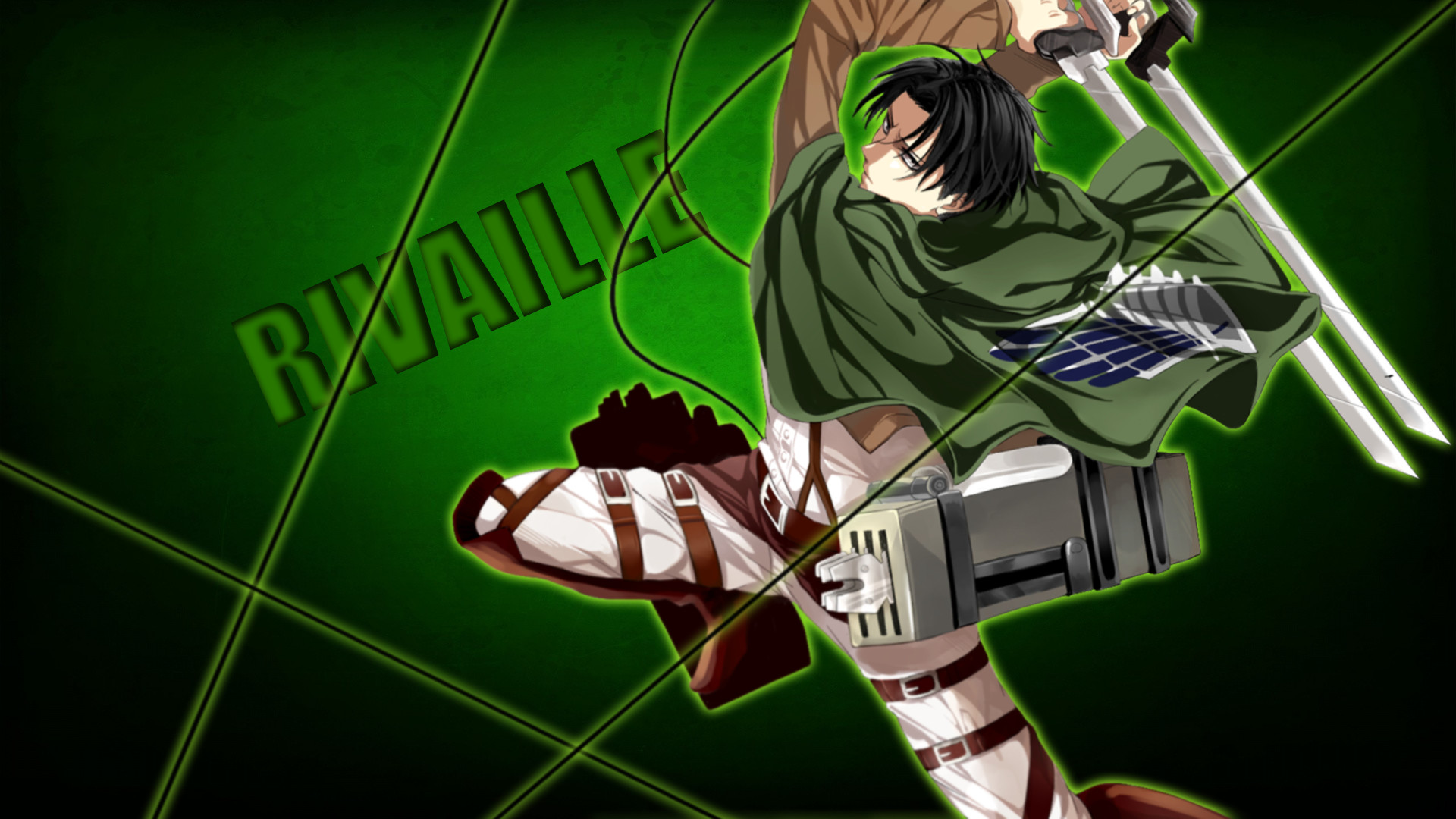 Levi Ackerman, Rivaille, L'attacco dei giganti, Sfondo verde, Full HD, wallpaper per portatile