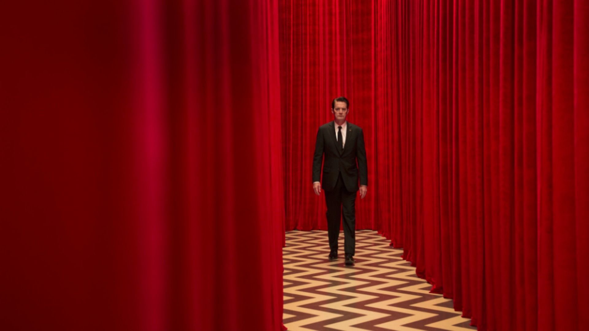 Dale Cooper, Twin Peaks, Loggia Nera, Tende rosse, Pavimento a zigzag, sfondo per portatile