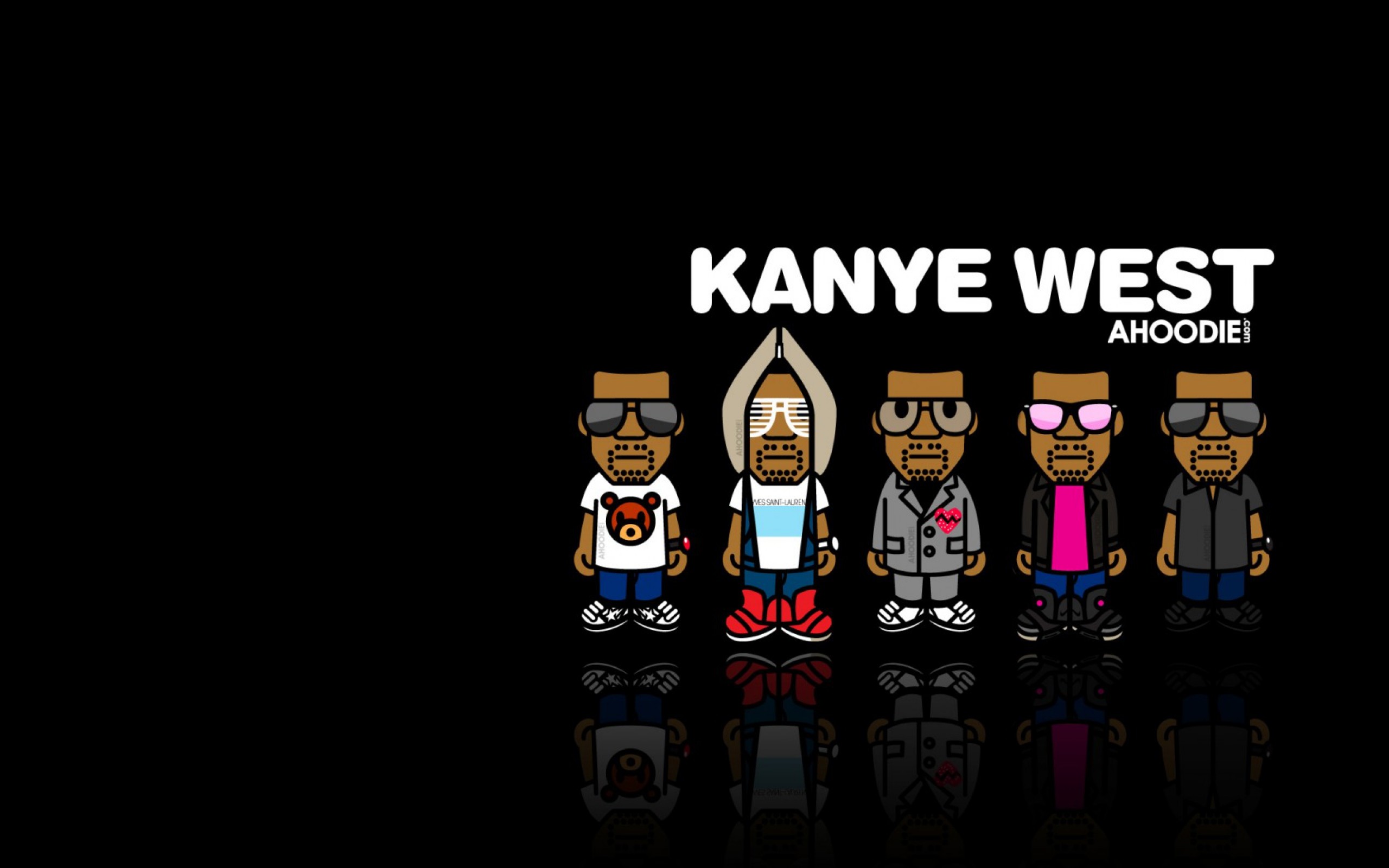 Kanye West, Dropout Bear, Illustrazione, Sfondo nero, 2560x1600, wallpaper desktop