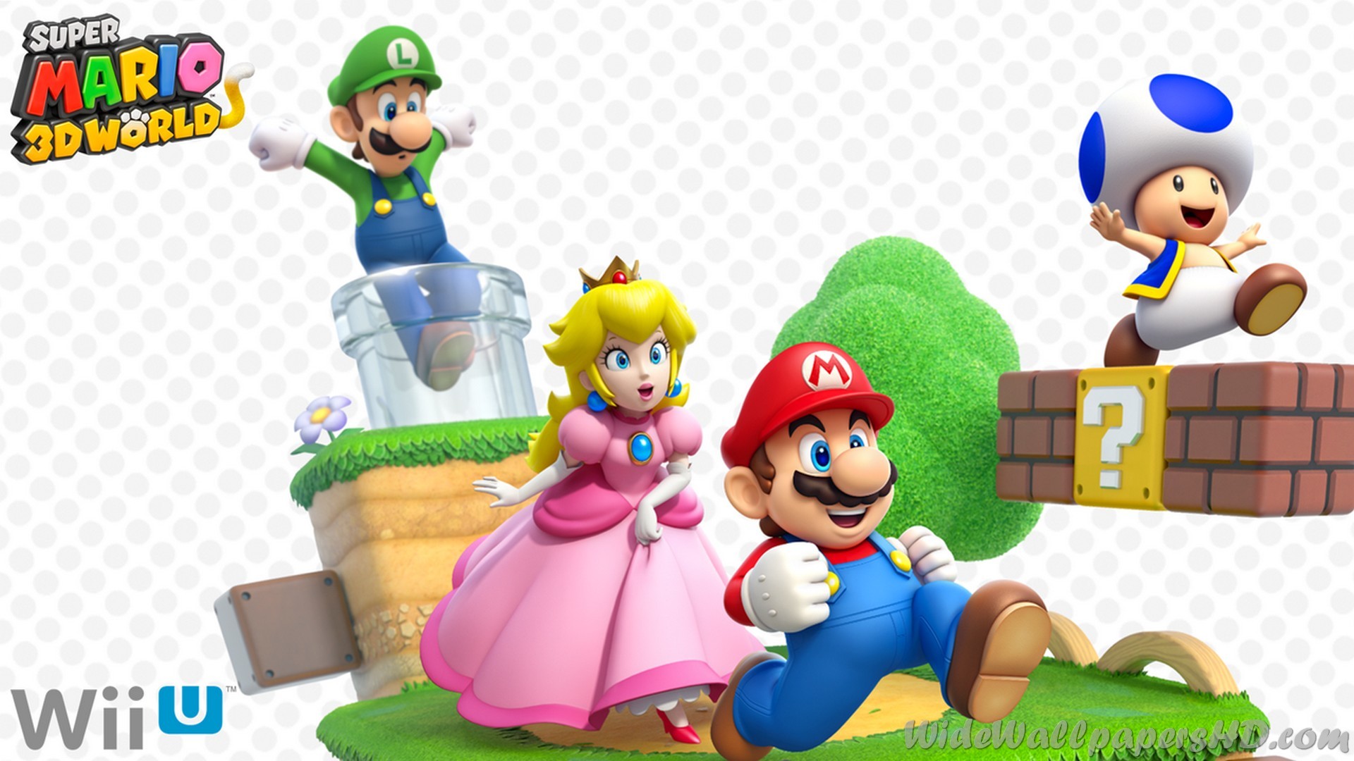 Super Mario 3D World, Mario, Peach, Luigi, Toad, Full HD, sfondo desktop