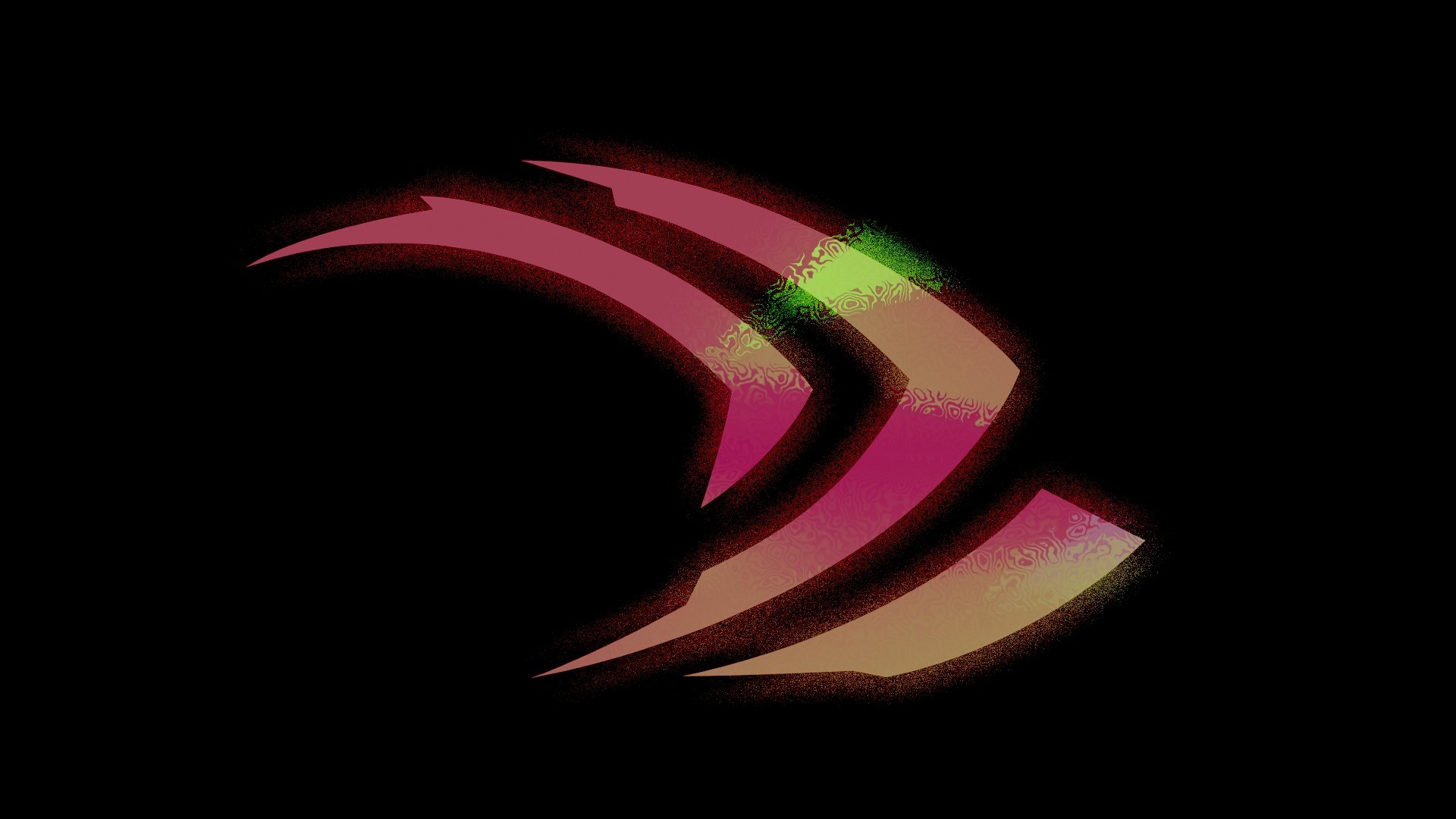 Nvidia, Logo Nvidia, Rosa, Sfondo nero, Minimalismo, 16:9 Full HD, wallpaper widescreen