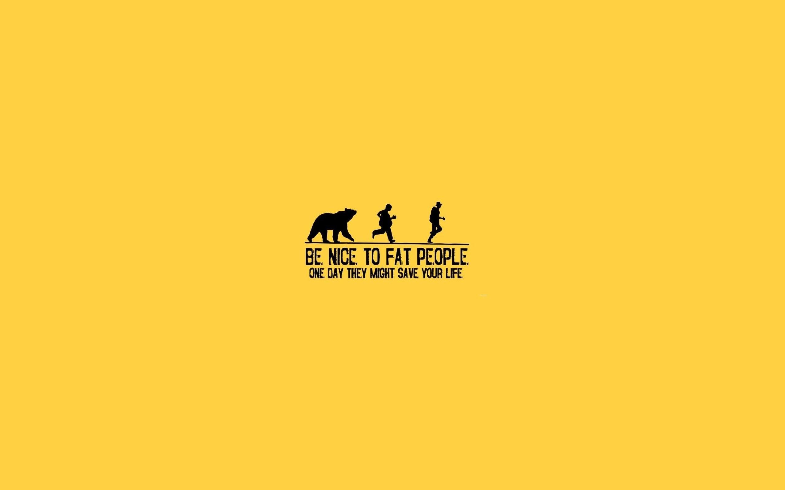 Be nice to fat people, Orso, Umorismo, Giallo, 2560x1600, sfondo MacBook Pro
