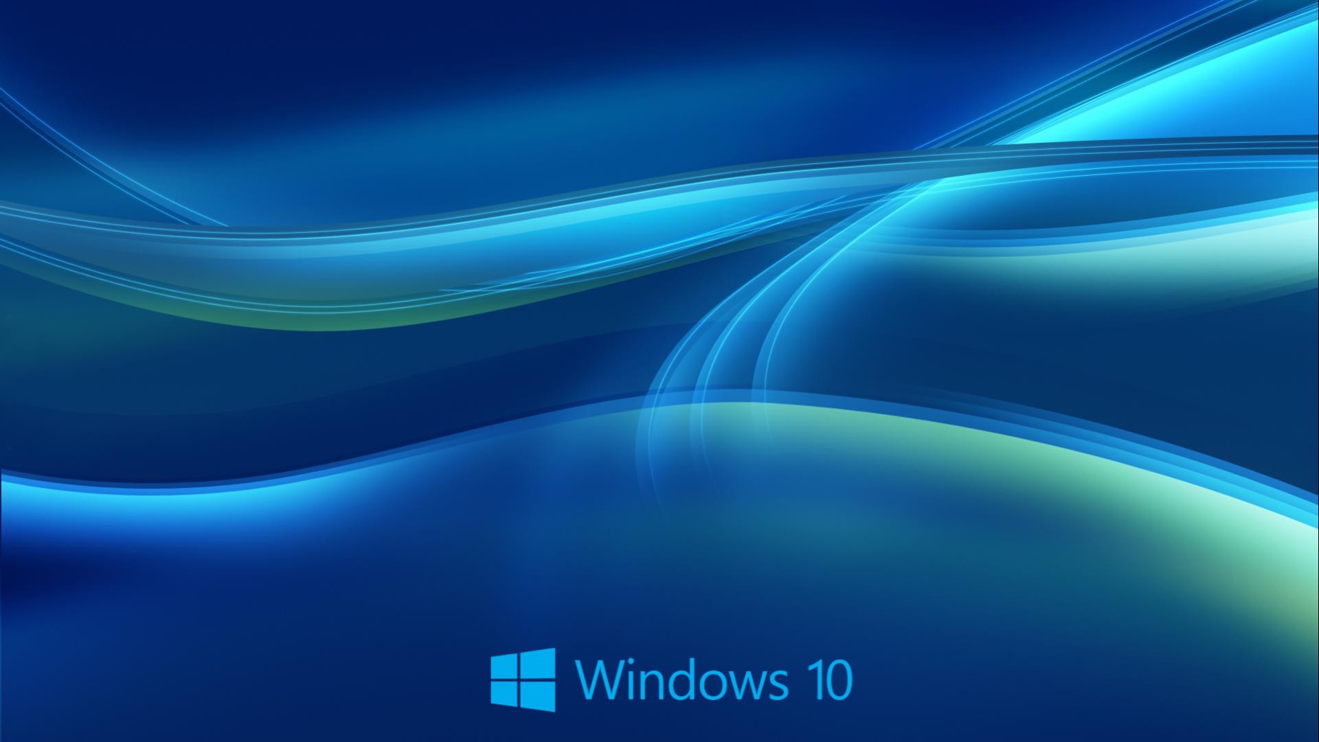 Windows 10, Logo Windows, Onde luminose, Blu, Full HD, wallpaper per portatile