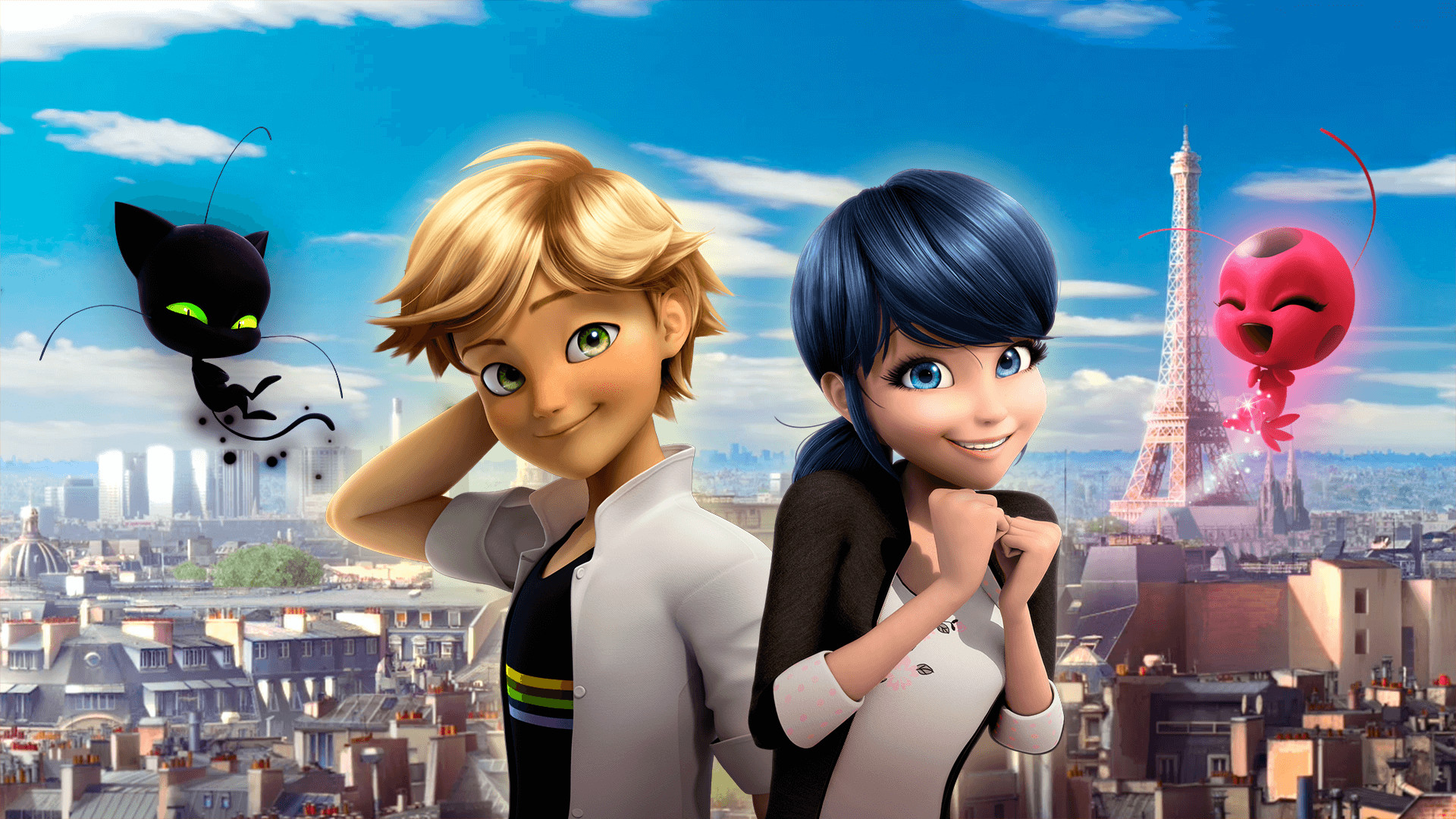 Miraculous, Ladybug, Chat Noir, Adrien Agreste, Parigi, Full HD 1080p, sfondo desktop