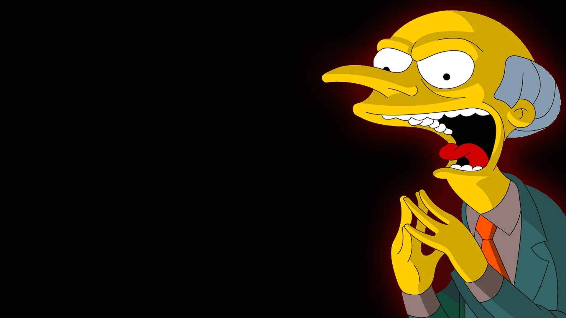 Mr. Burns, I Simpson, Sfondo nero, Cartone animato, Full HD, wallpaper desktop