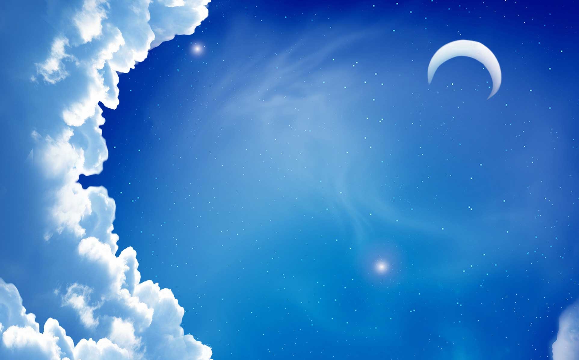 Cielo, Luna crescente, Nuvole, Notte, 1925x1199, sfondo MacBook Pro