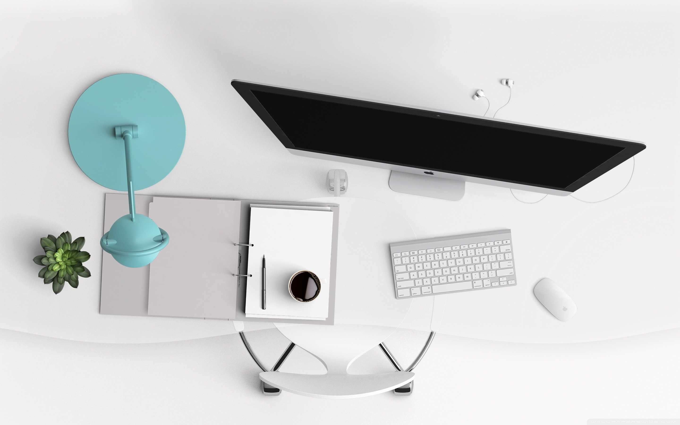 iMac, Scrivania, Tastiera, Vista dall'alto, Bianco, 2K, sfondo per computer
