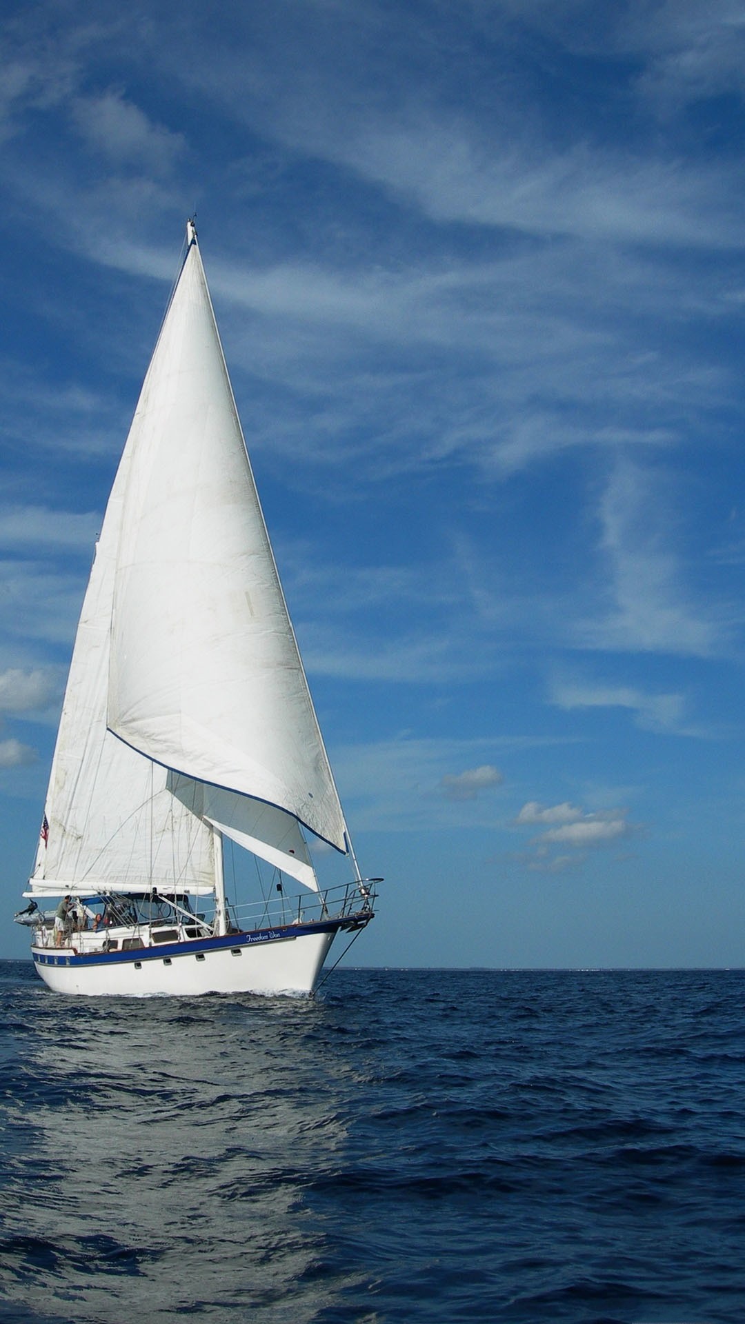 Barca a vela, Mare, Cielo blu, Vela, Full HD, sfondo per iPhone e Android
