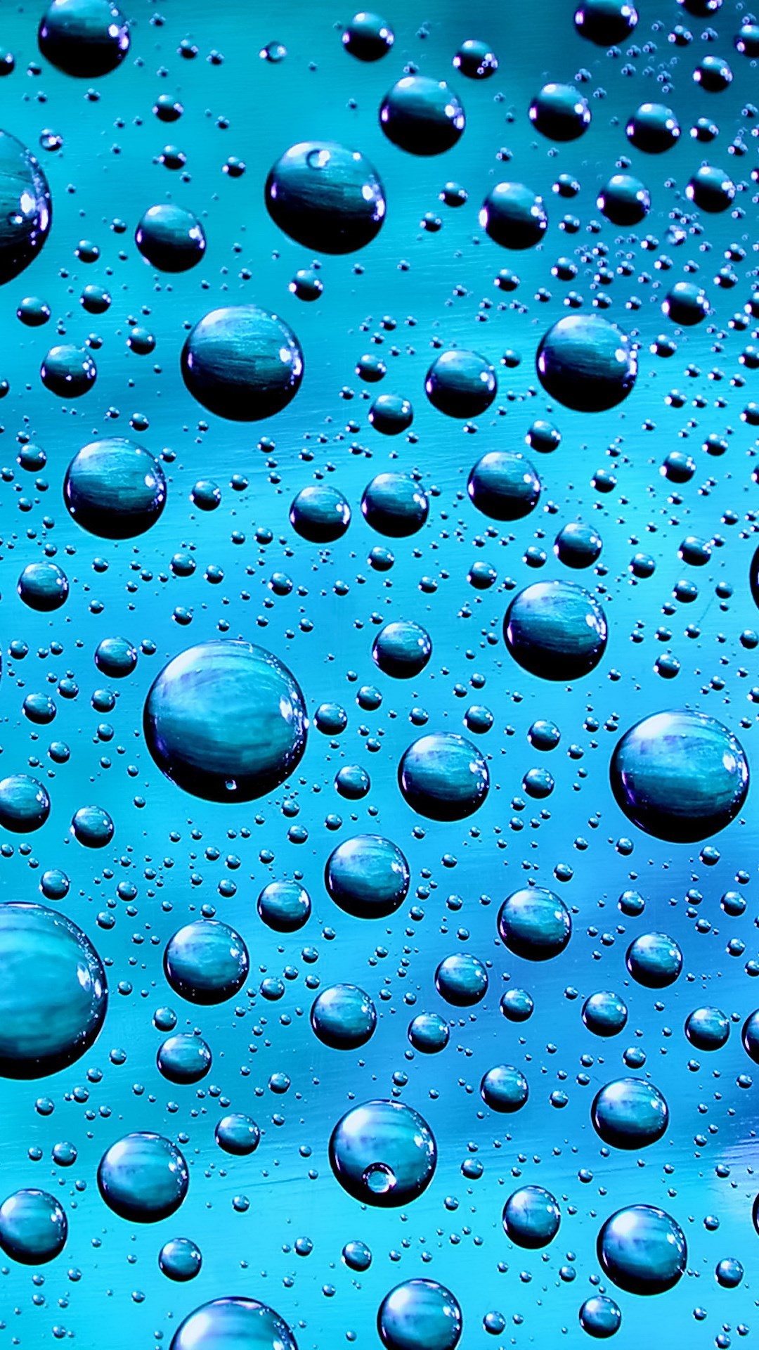 Gocce d'acqua, Sfondo azzurro, Full HD, schermata di blocco del cellulare