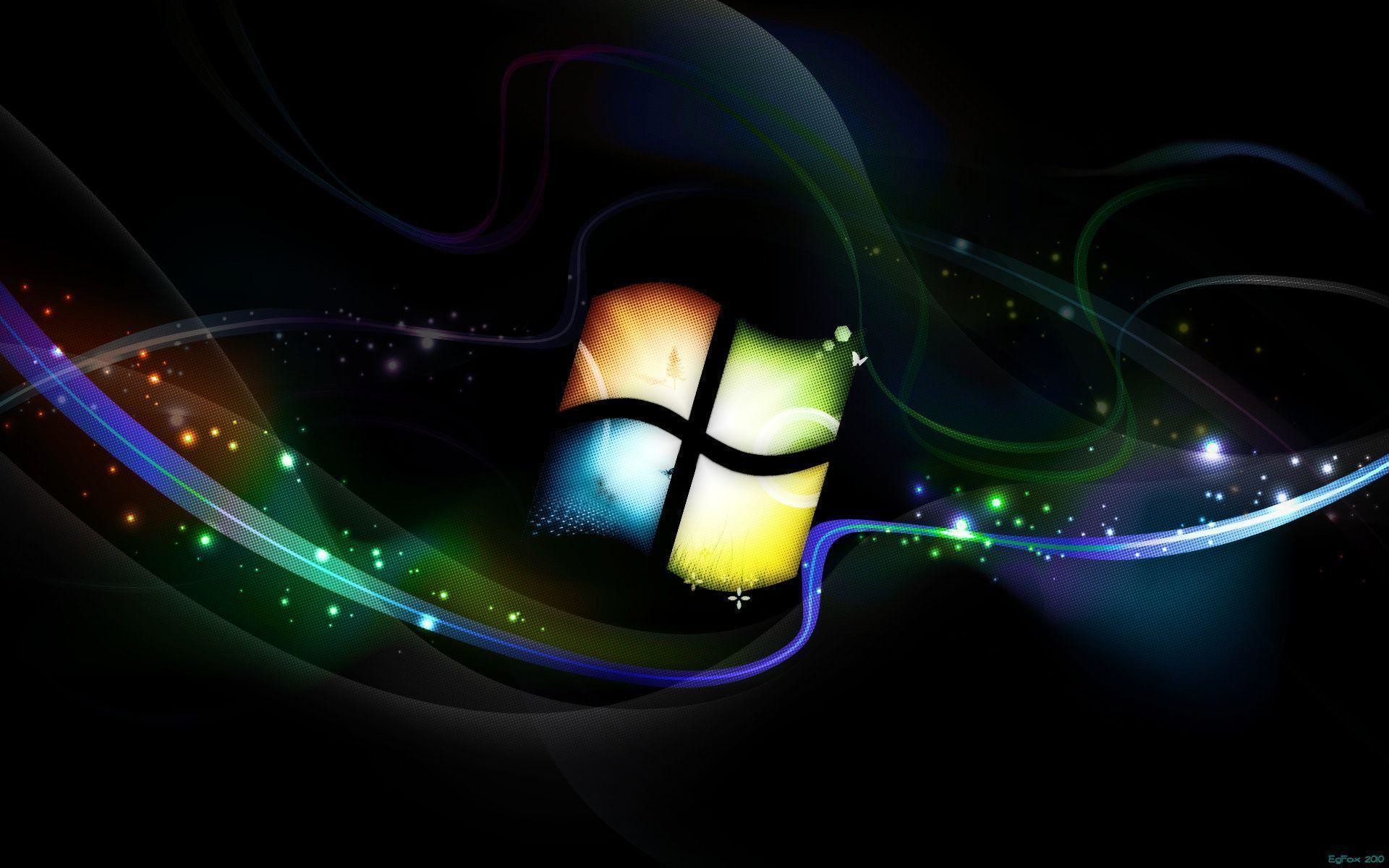 Logo Windows, Windows XP, Onde luminose, Sfondo nero, Full HD, wallpaper per portatile