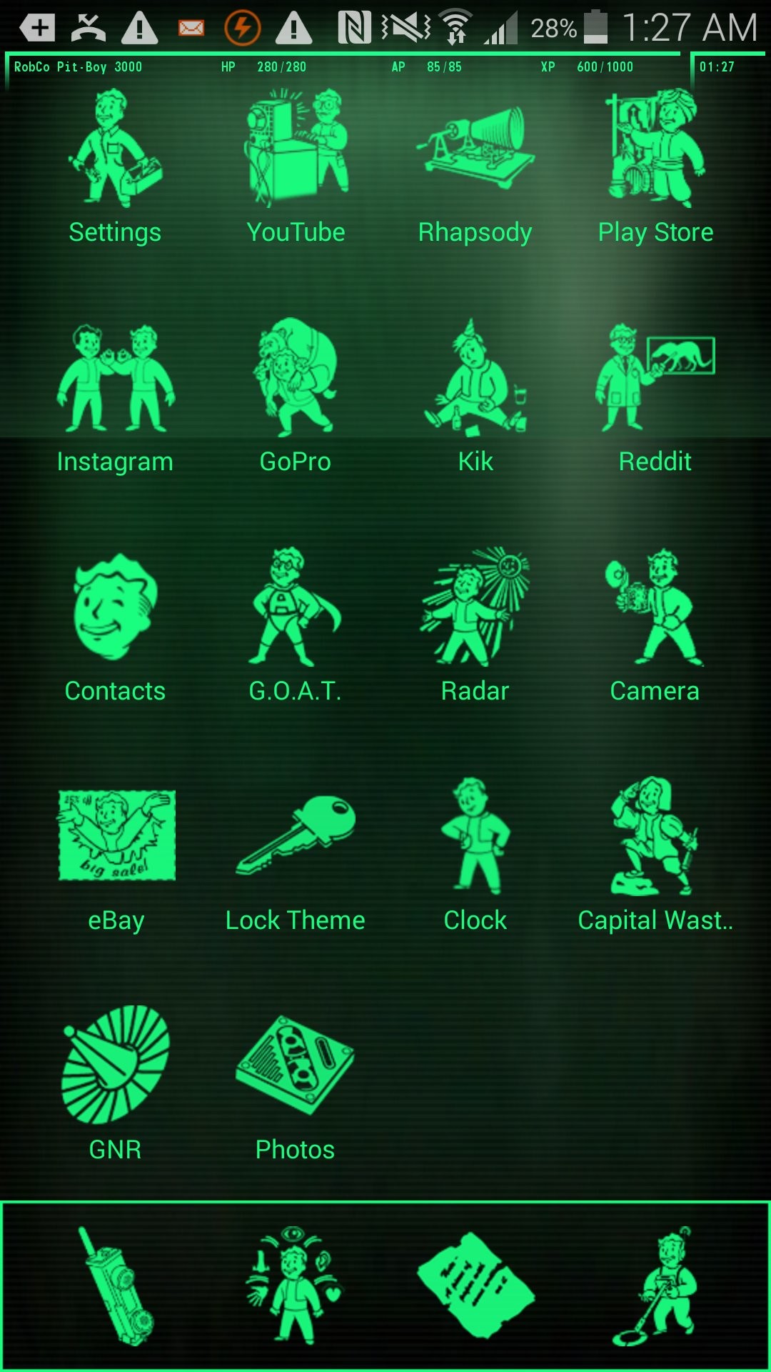 Pip-Boy, Fallout, Vault Boy, Icone app, Verde, Full HD, sfondo verticale per cellulare