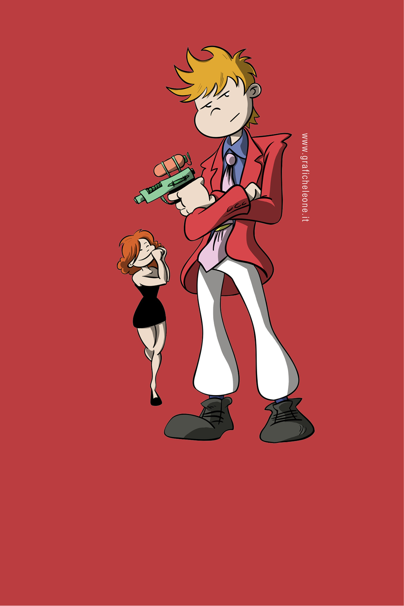 Personaggi cartoon, Illustrazione, Sfondo rosso, wallpaper iPhone 4S