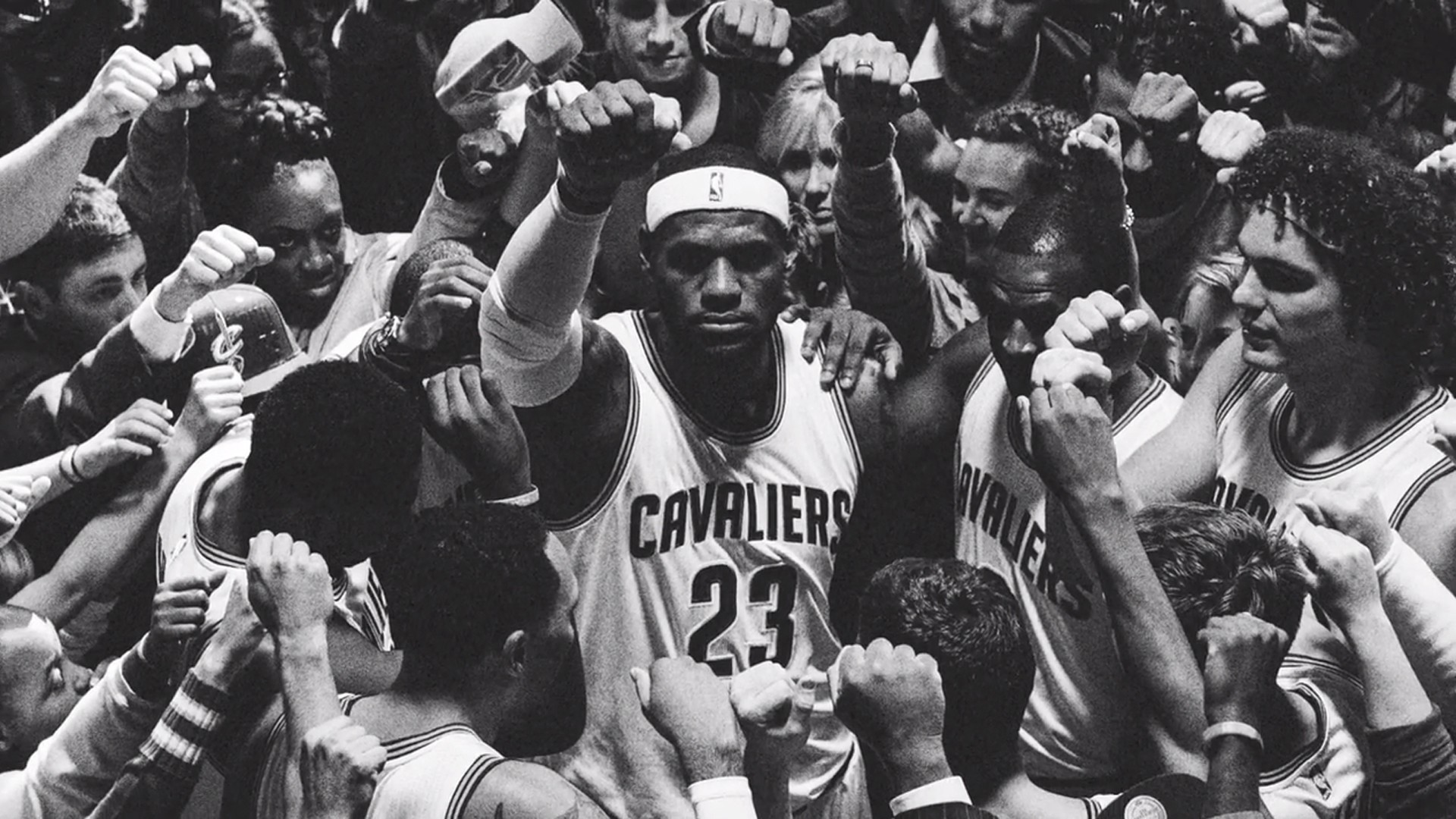 LeBron James, Cleveland Cavaliers, Squadra, Bianco e nero, Full HD, sfondo per portatile