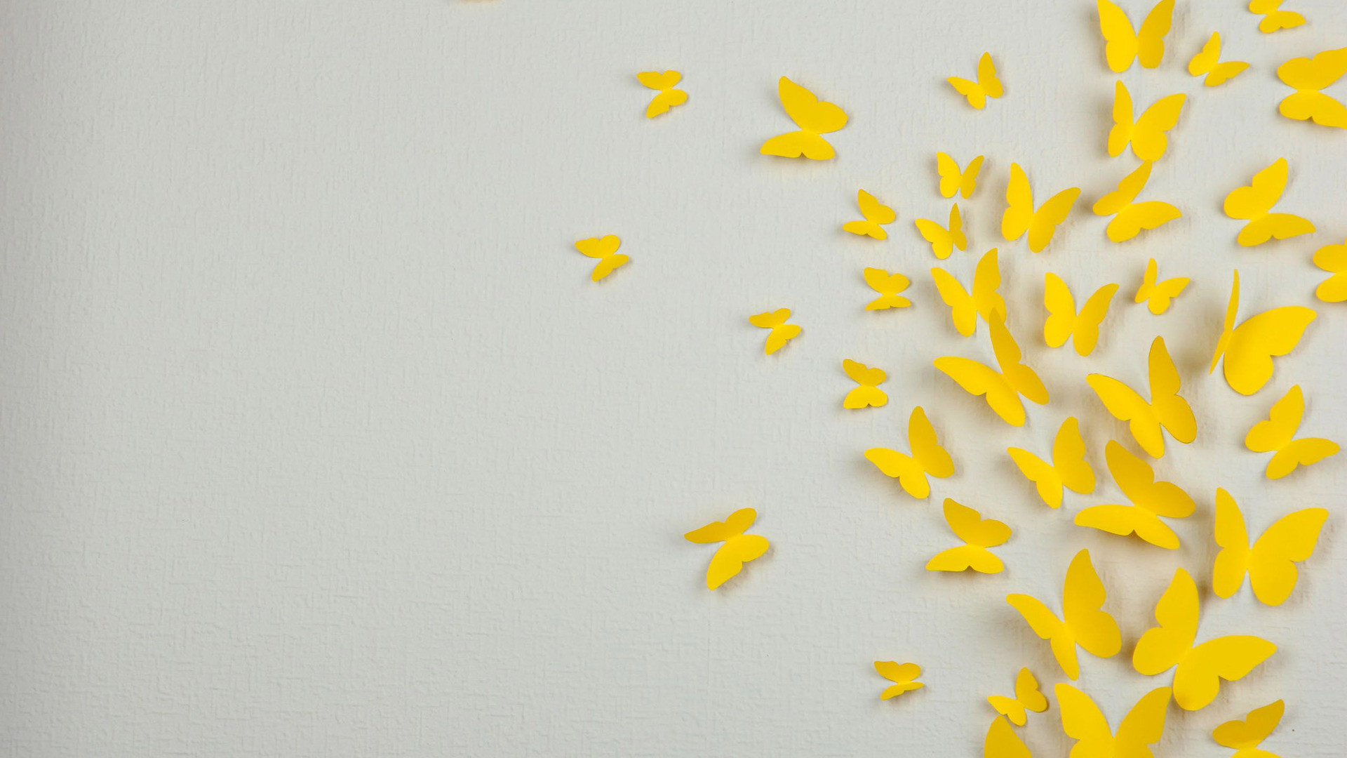 Farfalle di carta, Giallo, Parete grigia, 1920x1080, wallpaper desktop
