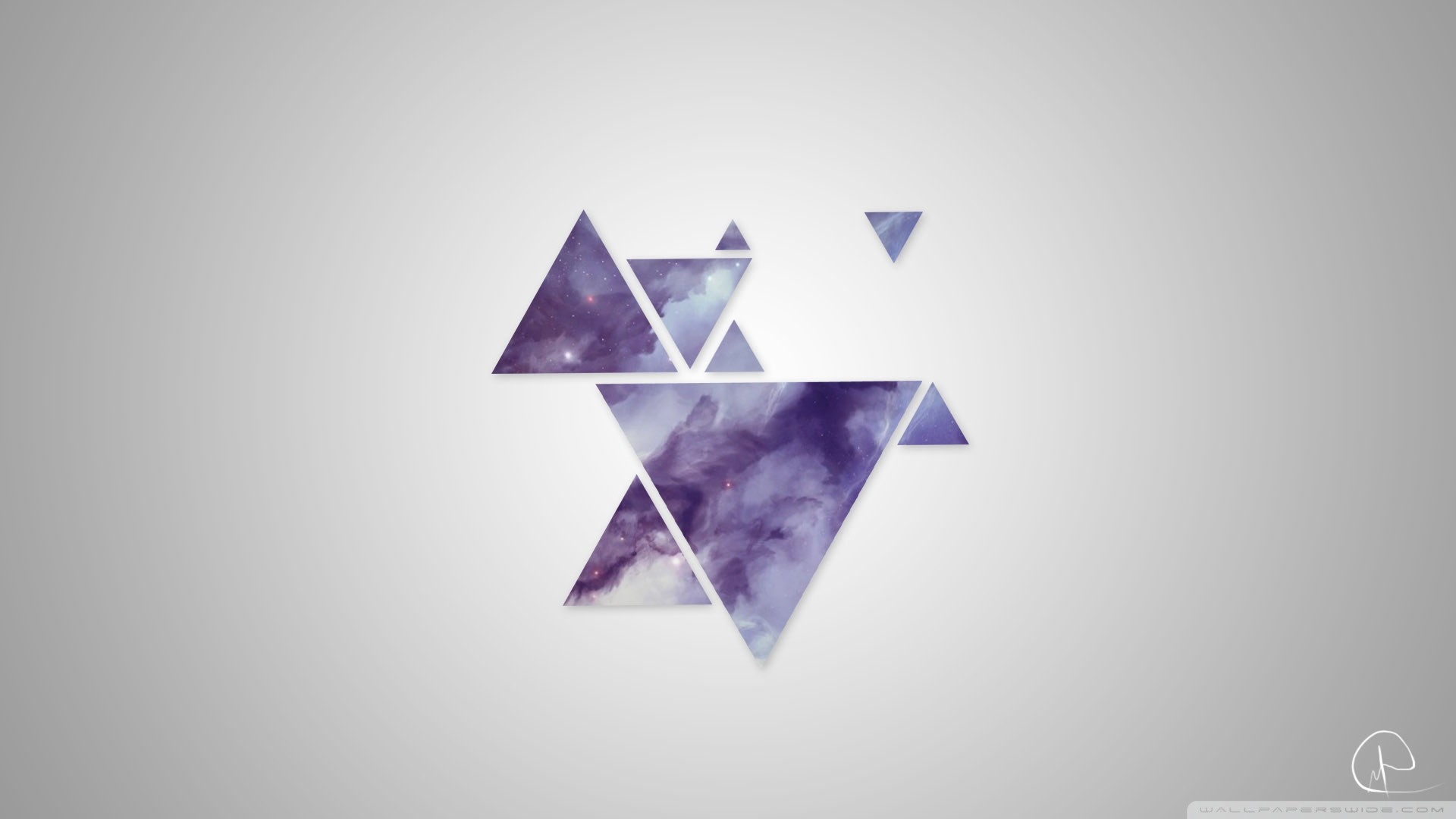 Triangoli, Nebulosa, Sfondo grigio, Full HD, wallpaper per computer