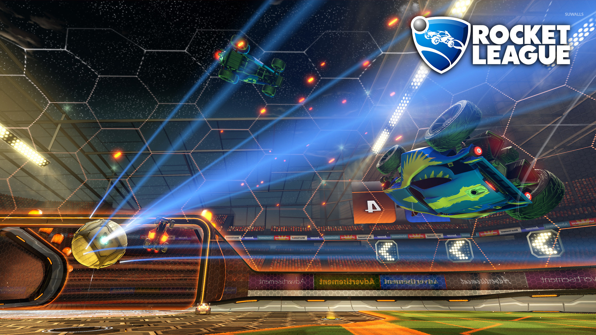 Rocket League, Logo, Auto volante, Pallone, Arena, Full HD, sfondo per PC