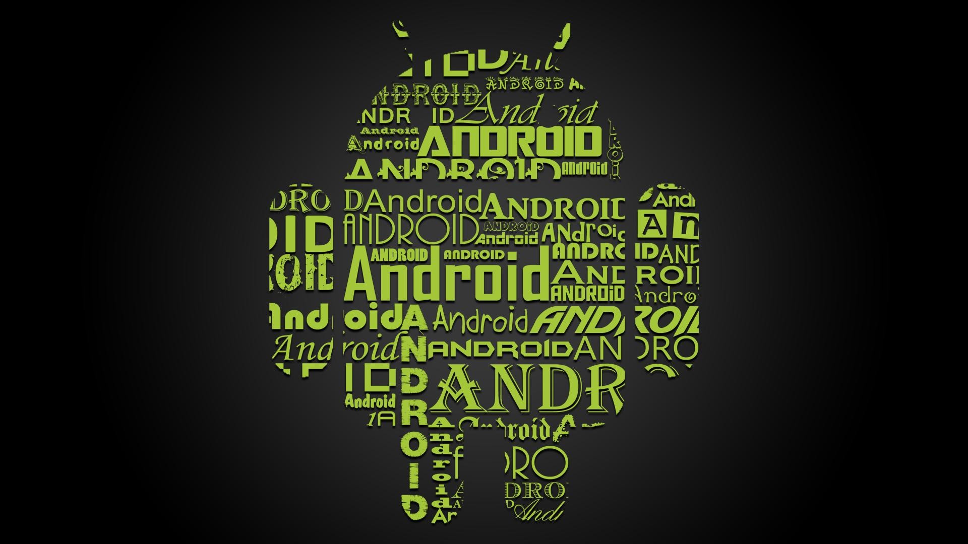 Android, Tipografia, Bugdroid, Verde, Full HD, sfondo per PC
