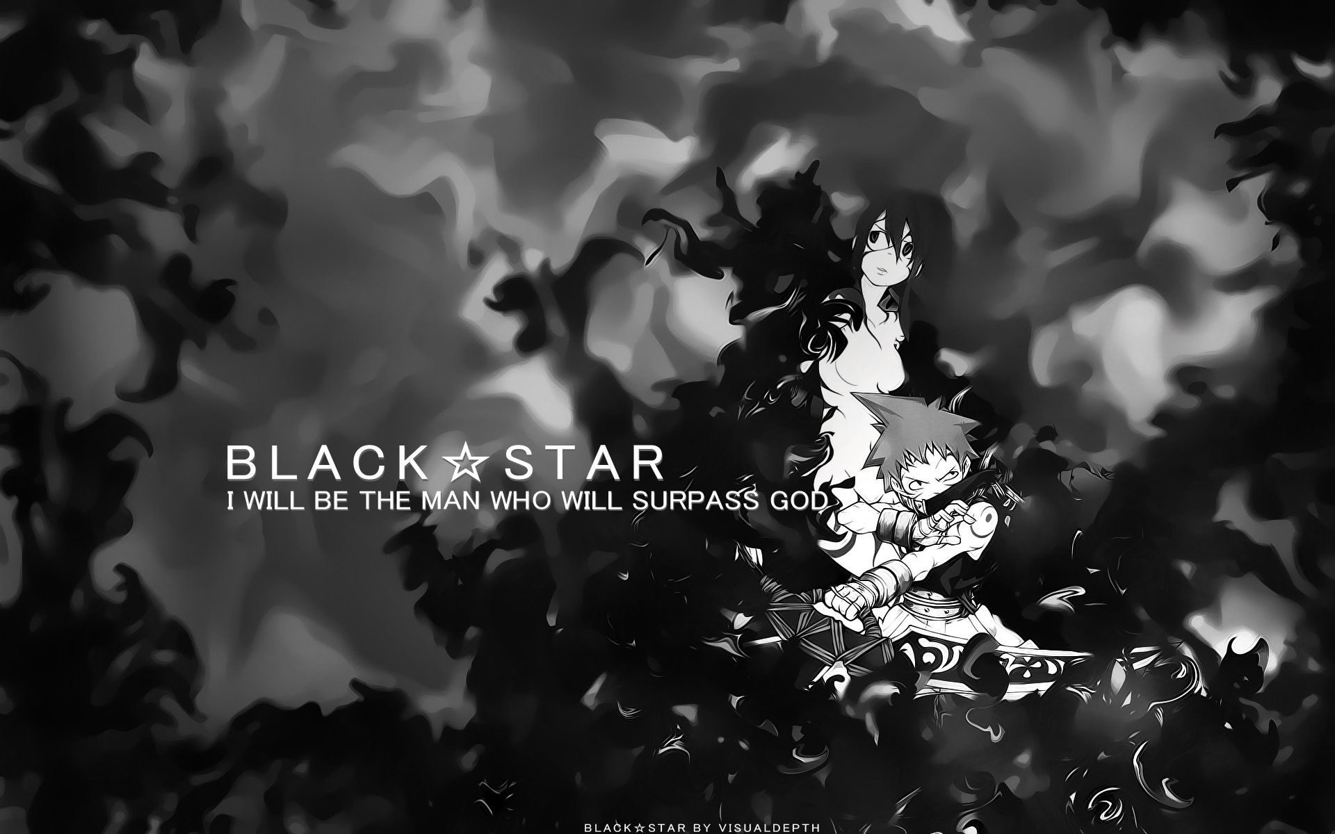 Black Star, Soul Eater, Bianco e nero, Anime, 16:10 Full HD, sfondo widescreen