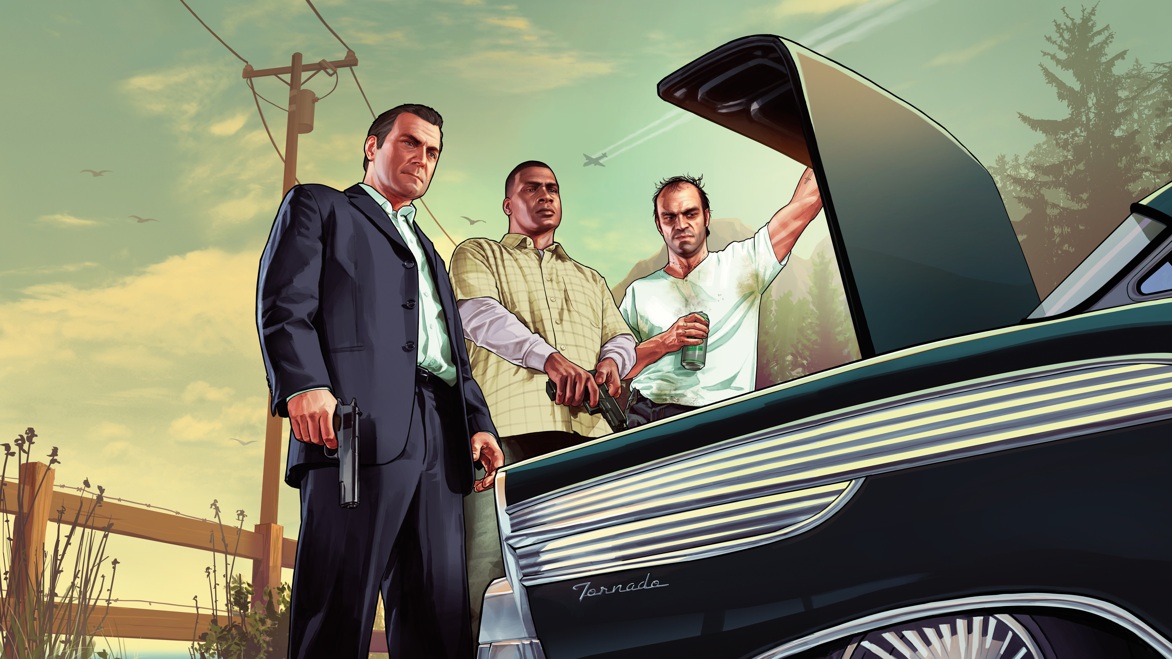 Michael De Santa, Franklin Clinton, Trevor Philips, Grand Theft Auto V, Bagagliaio, 4K UHD