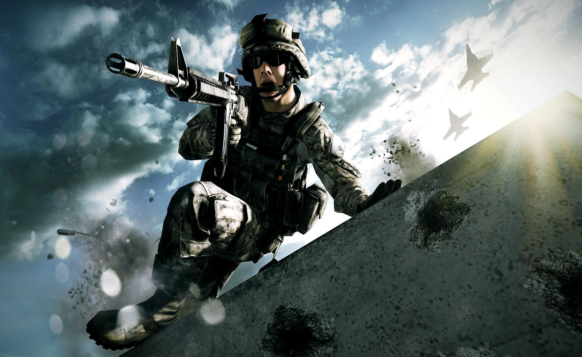 Battlefield 3, Soldato, Fucile, Caccia, Cielo, Full HD, sfondo desktop