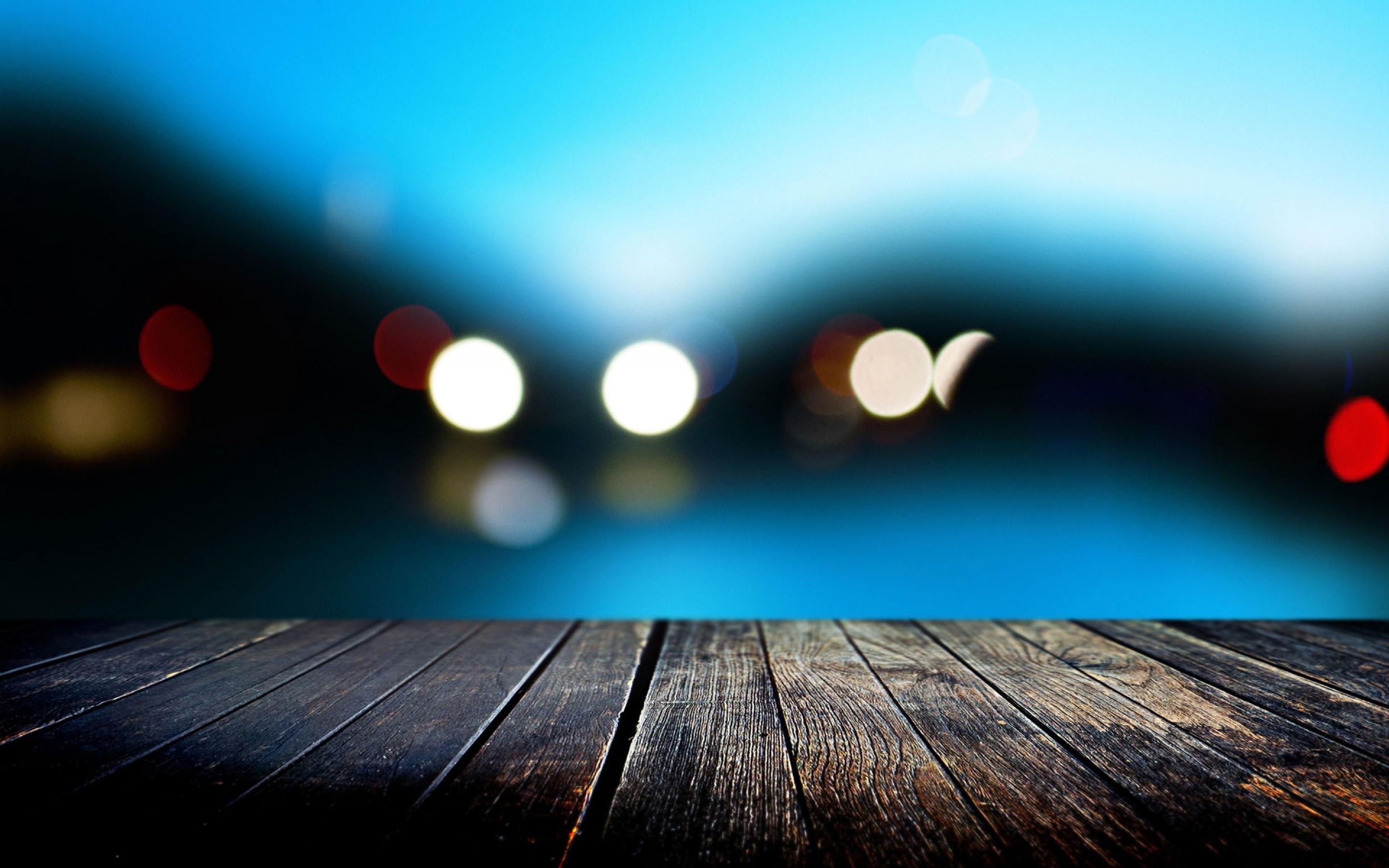 Bokeh, Legno, Luci, Blu, 2880x1800, immagine di sfondo