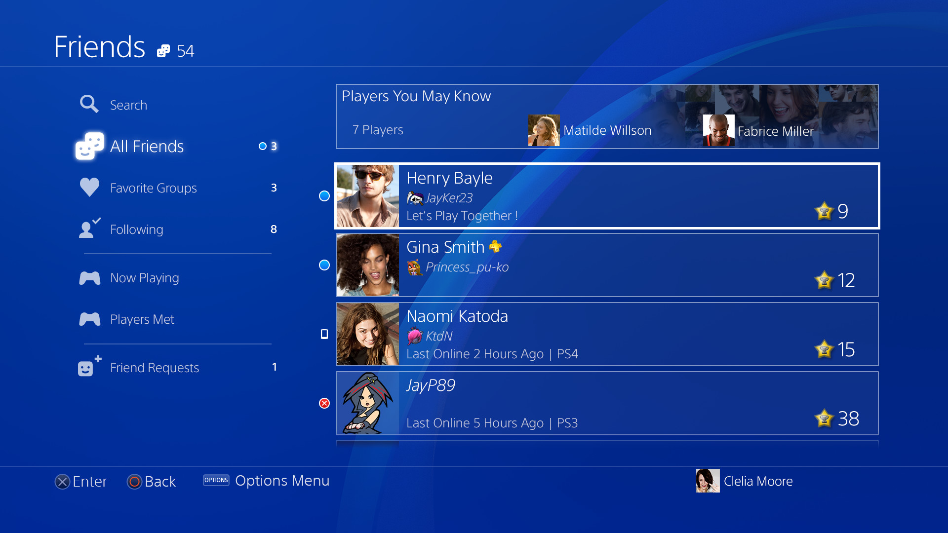 Interfaccia PS4, Lista amici, PlayStation 4, Sfondo blu, Full HD, wallpaper per portatile
