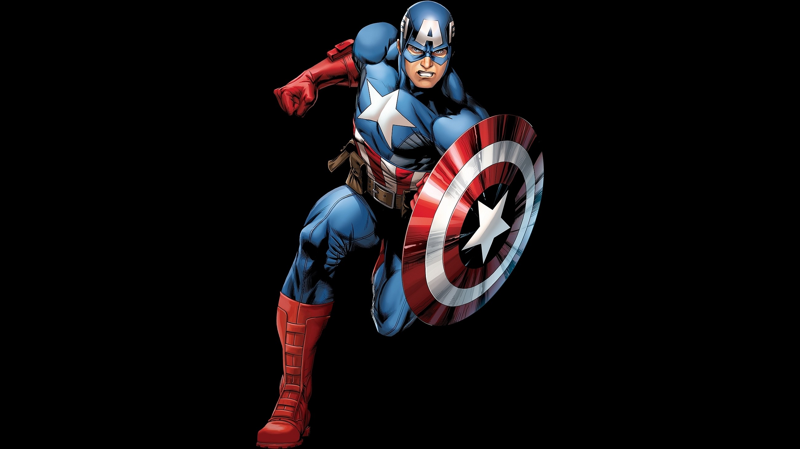 Capitan America, Marvel Comics, Scudo, Sfondo nero, 2K, wallpaper per portatile