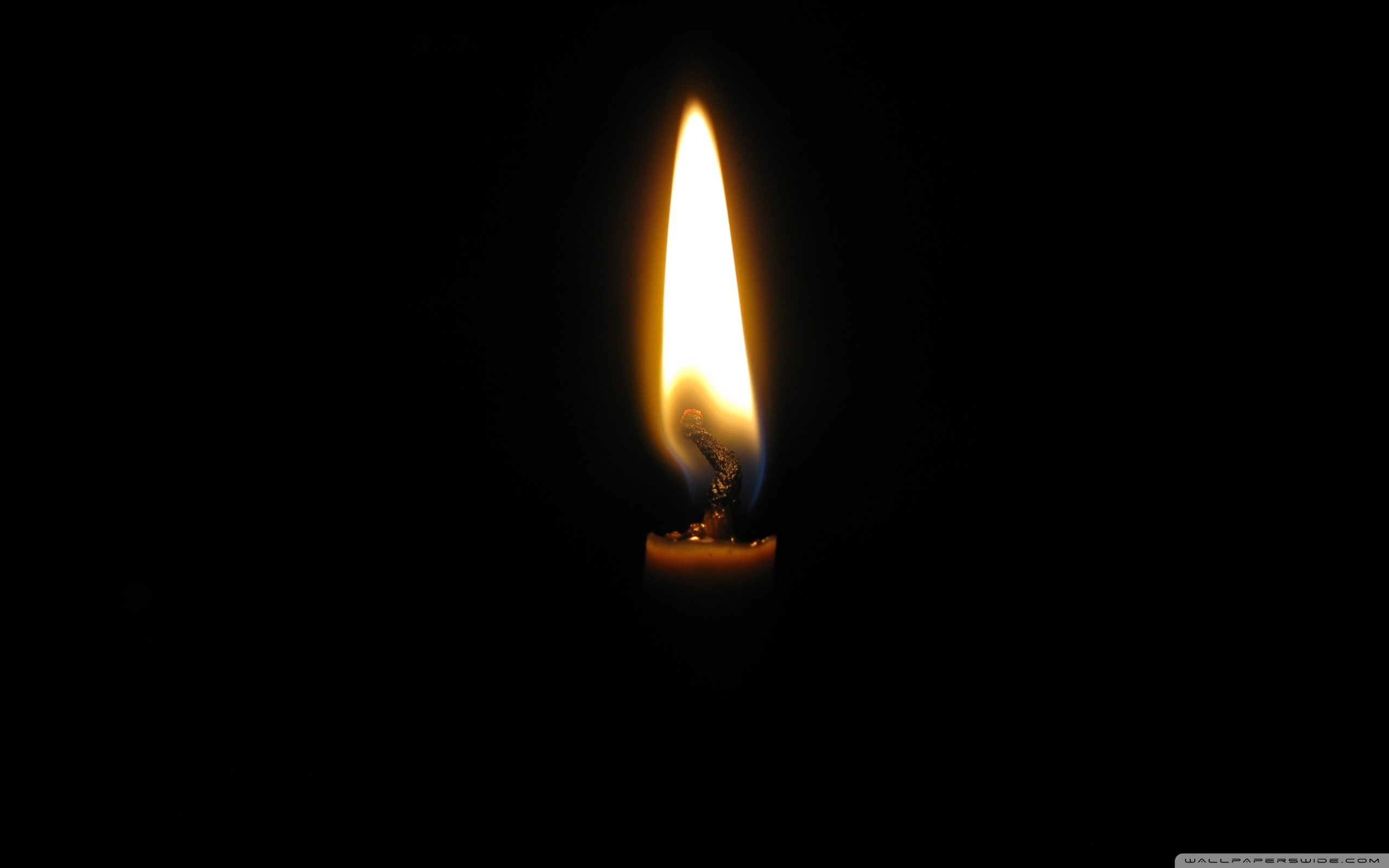 Candela, Fiamma, Sfondo nero, Minimalista, 2K, wallpaper per computer