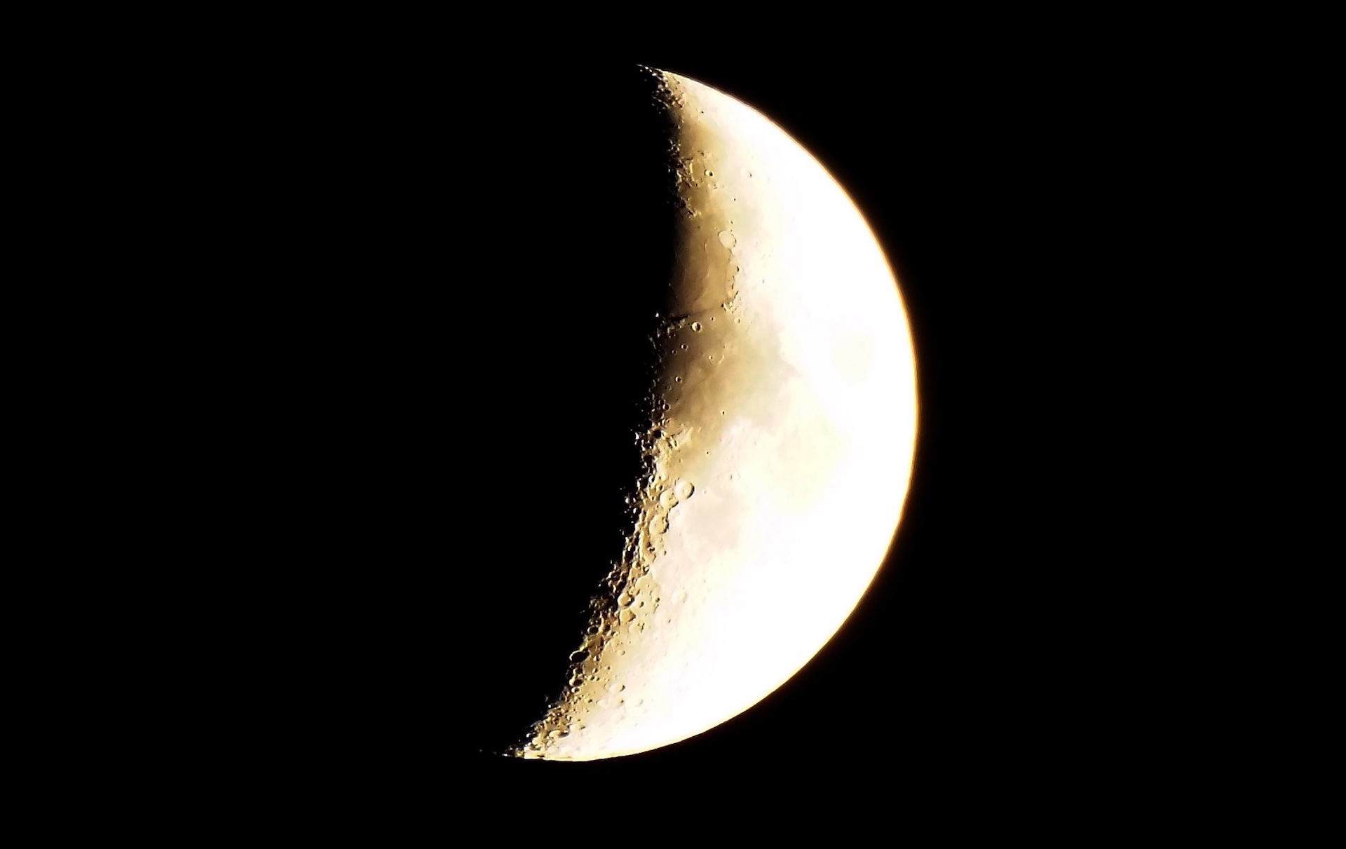 Luna crescente, Crateri, Sfondo nero, Full HD, wallpaper per portatile
