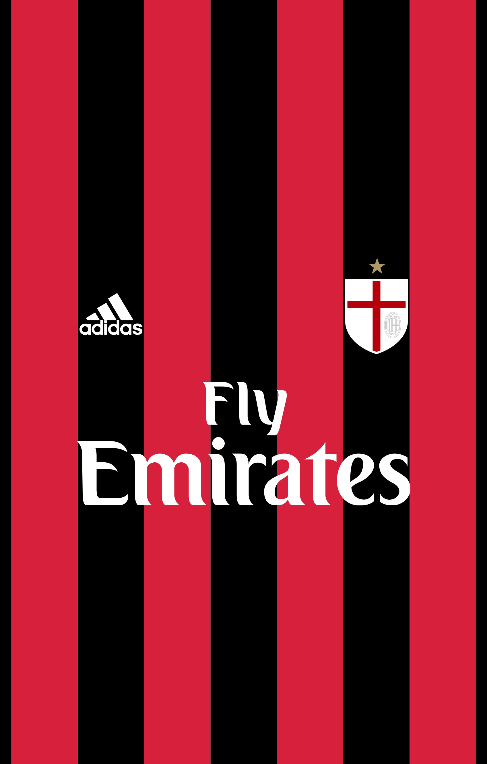 AC Milan, Maglia, Fly Emirates, Croce di San Giorgio, QHD+, sfondo per smartphone