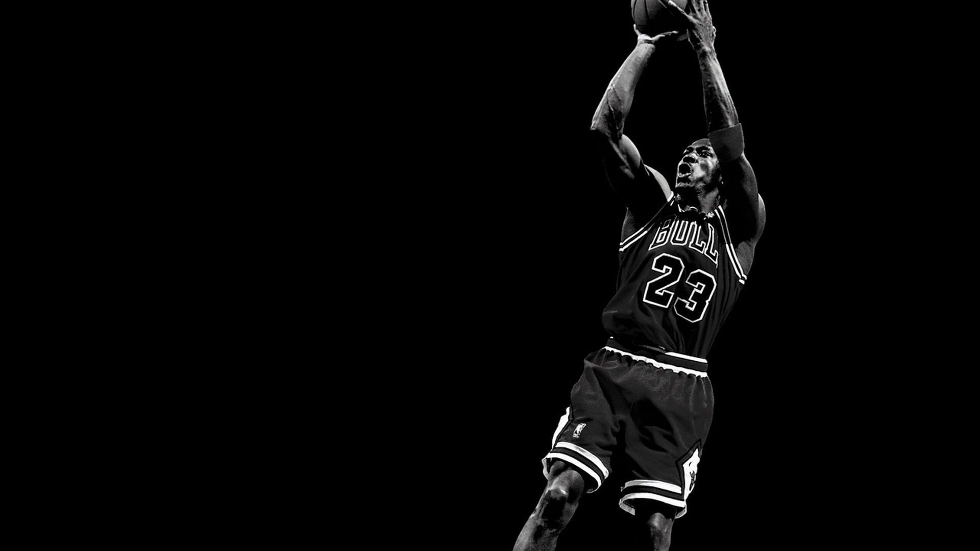 Michael Jordan, Chicago Bulls, Tiro, Sfondo nero, 1920x1080, wallpaper desktop