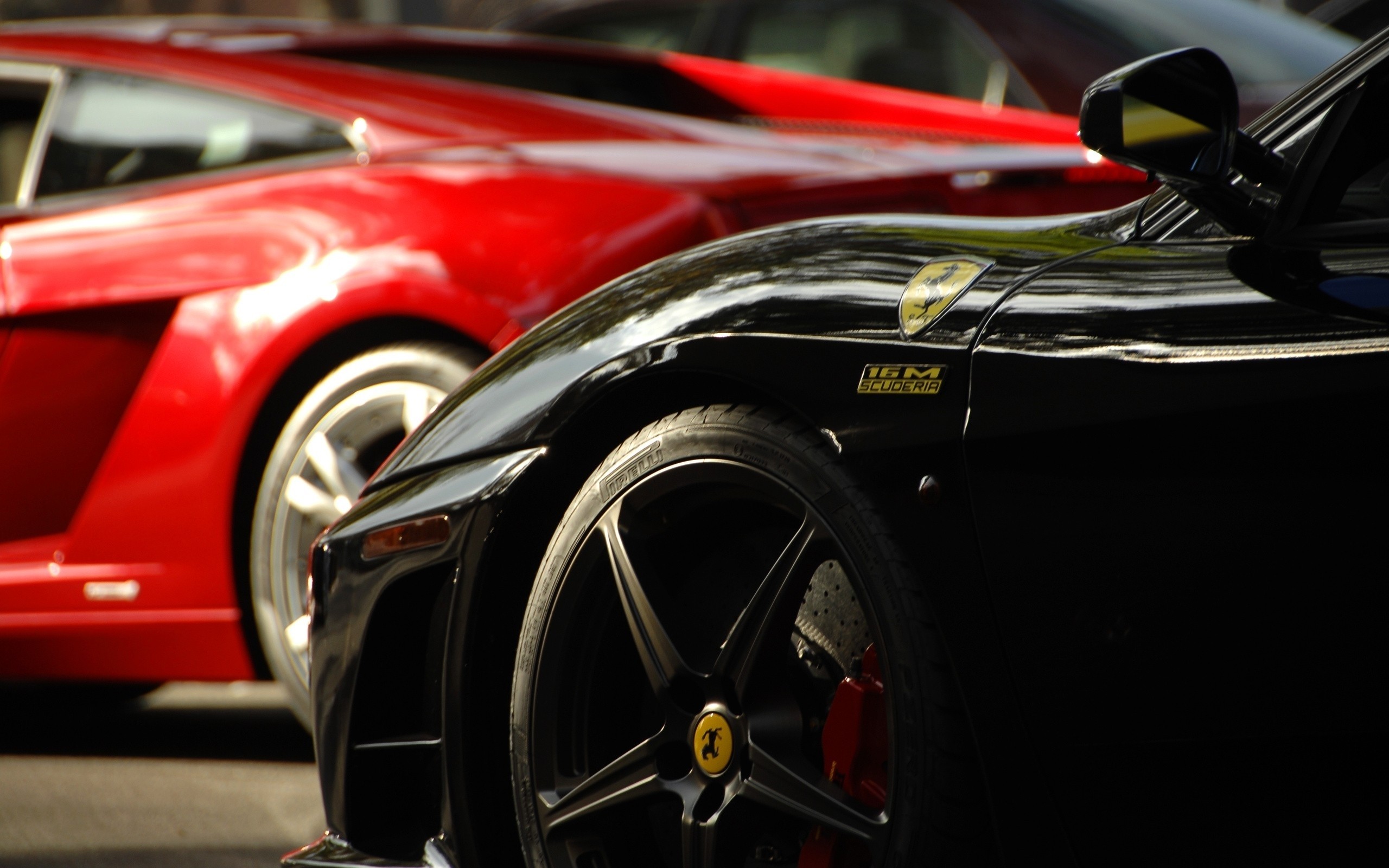 Ferrari, Nero, Dettaglio, Cerchi, 2K, wallpaper per portatile