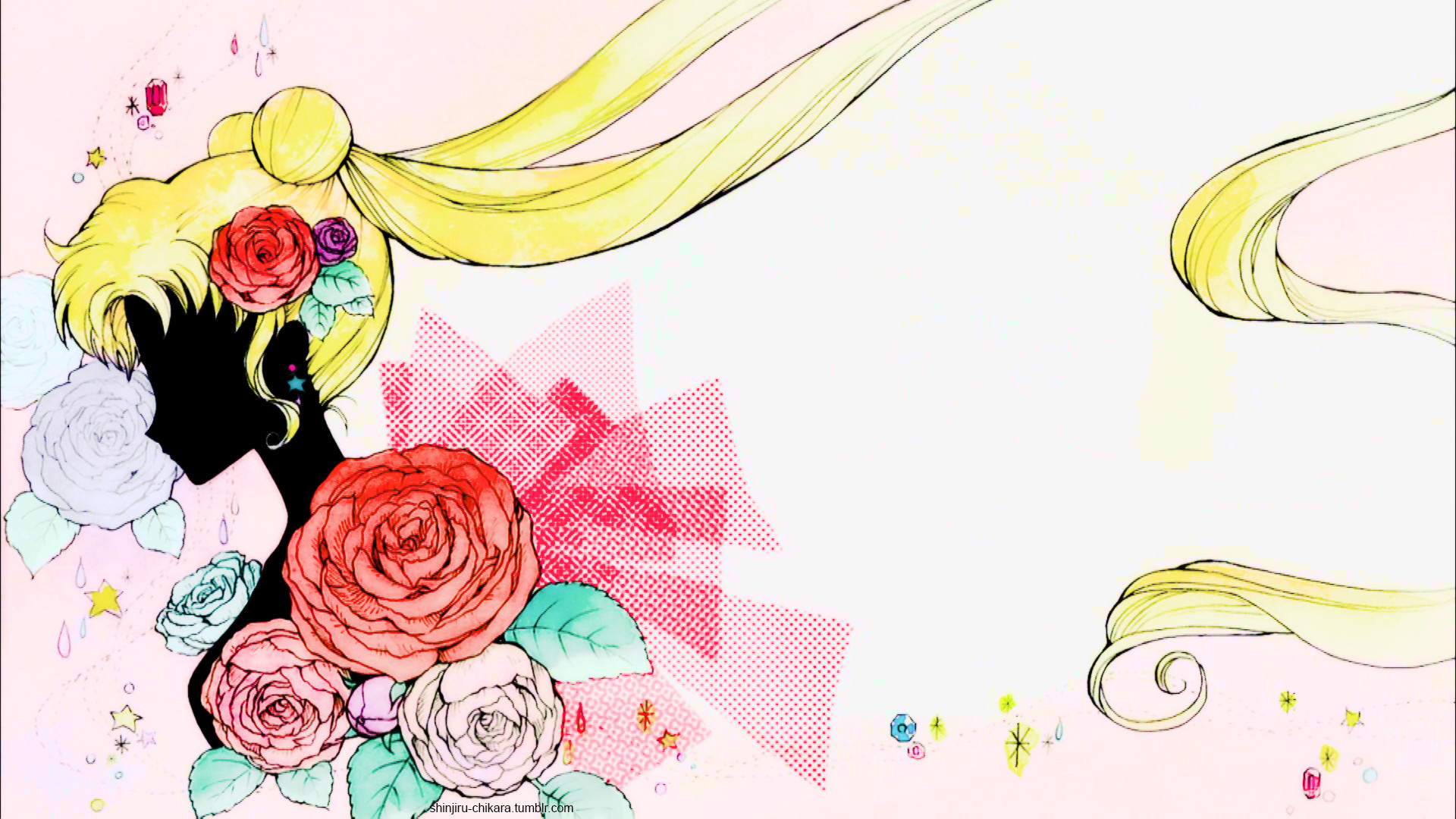 Sailor Moon Crystal, Silhouette, Rose, Full HD, sfondo per portatile