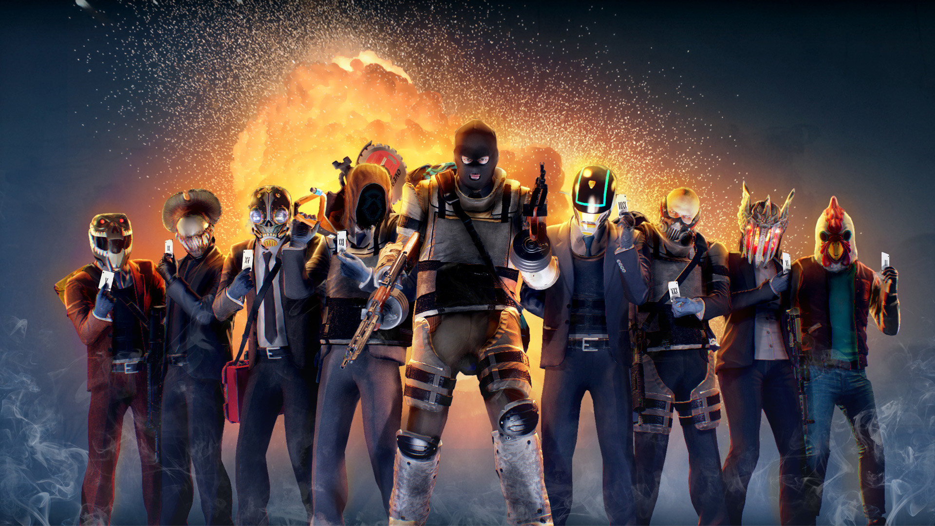 Payday Gang, Payday 2, Esplosione, Gruppo, Full HD, sfondo per PC e portatile