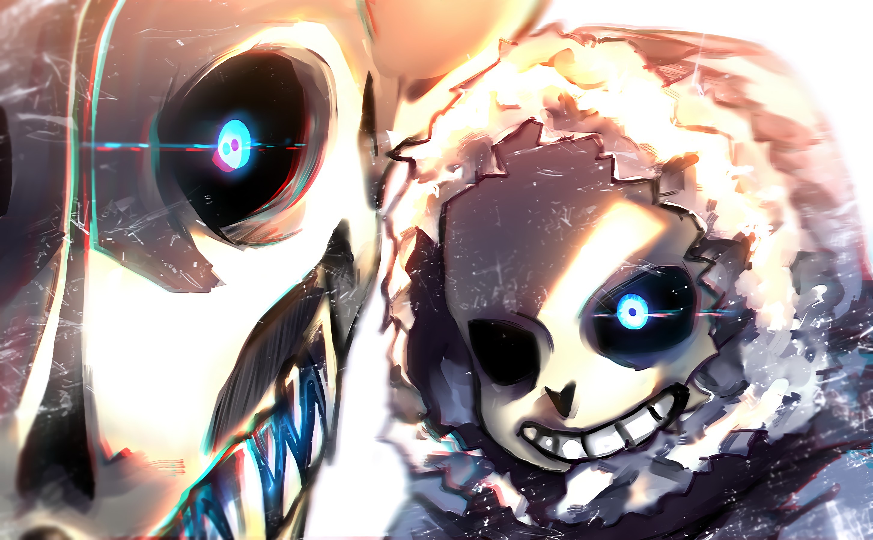 Sans, Undertale, Gaster Blaster, Occhio blu, Primo piano, 16:10 2K, sfondo widescreen