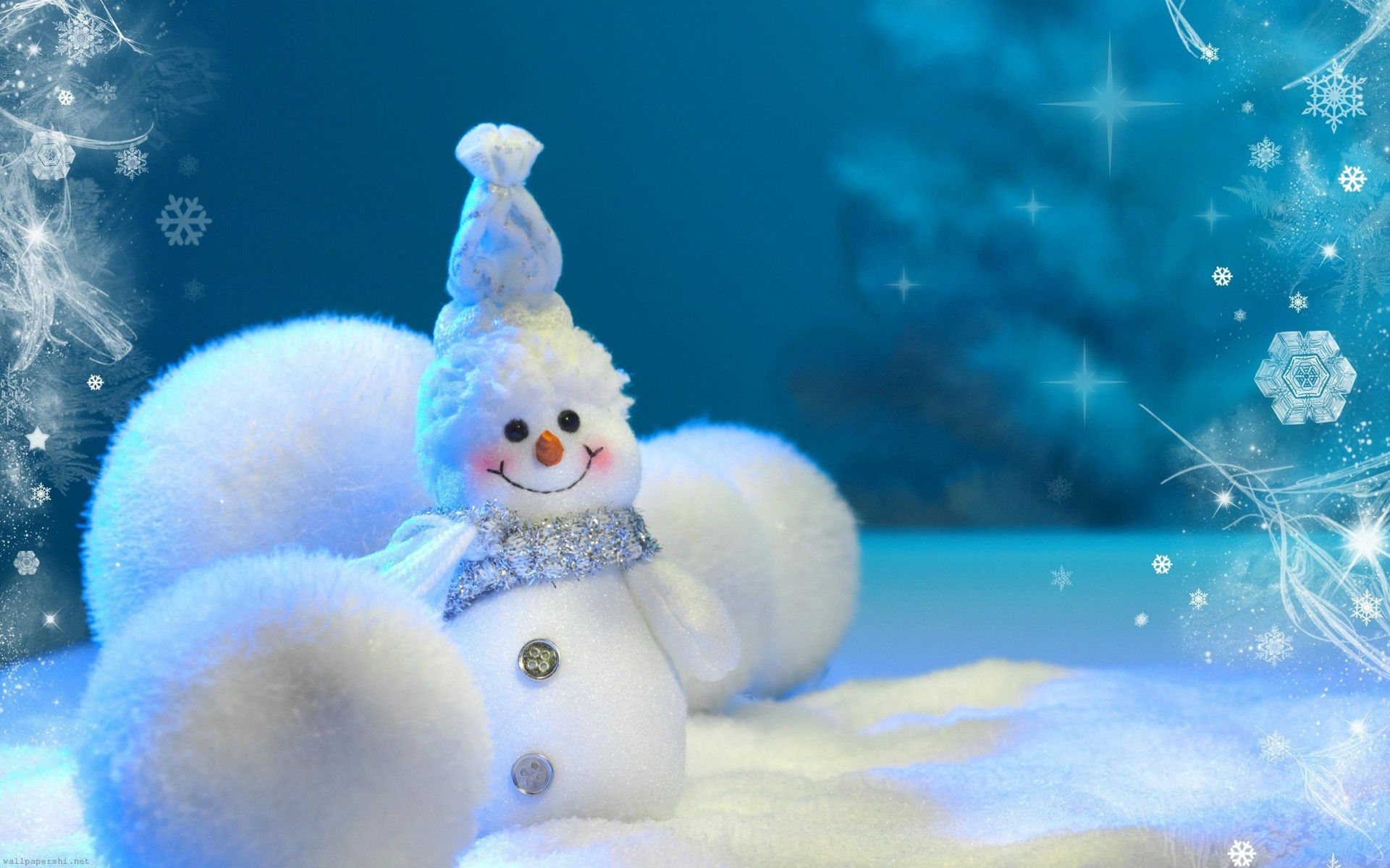 Pupazzo di neve, Peluche, Neve, Azzurro, 1920x1200, sfondo per PC