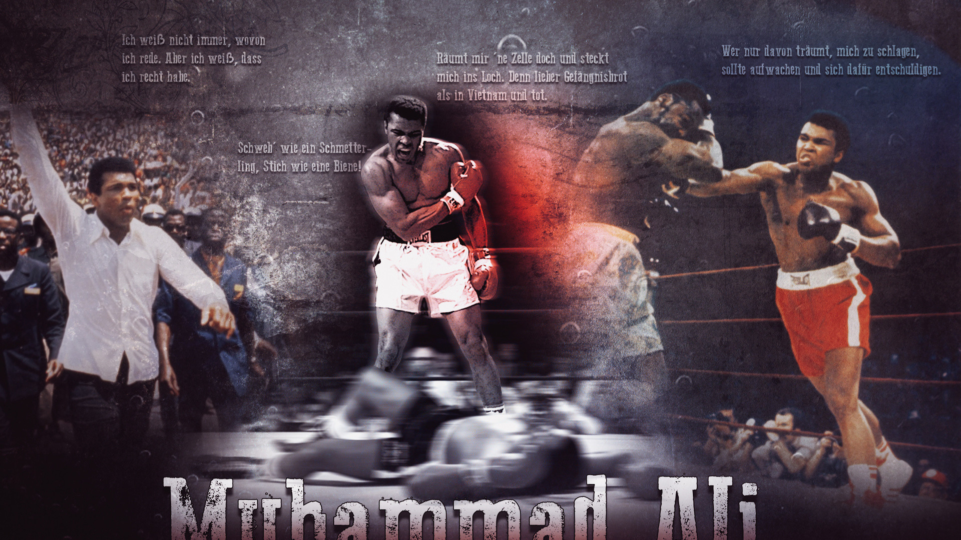 Muhammad Ali, Collage, Ring, Arte digitale, Full HD, sfondo per PC