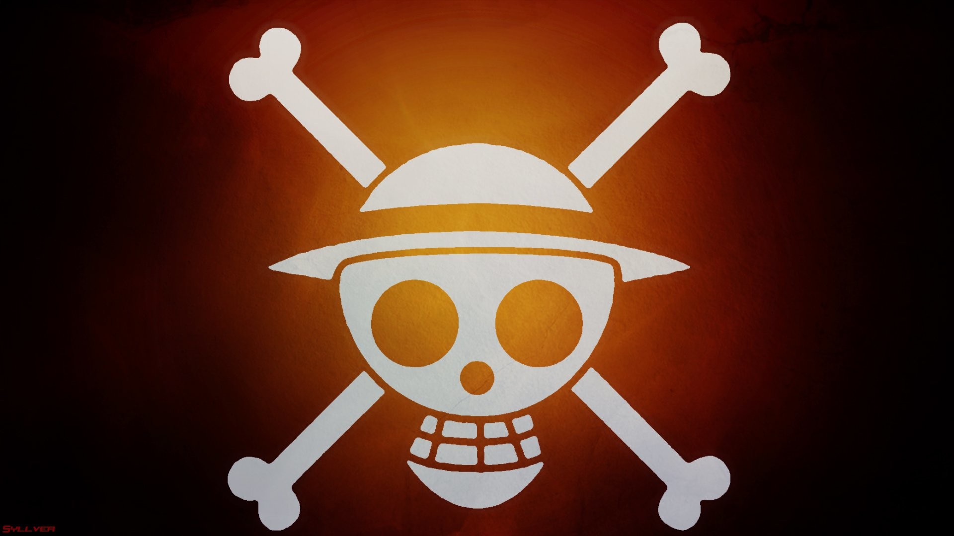 One Piece, Jolly Roger, Arancione, Minimalista, 1920x1080, sfondo per PC