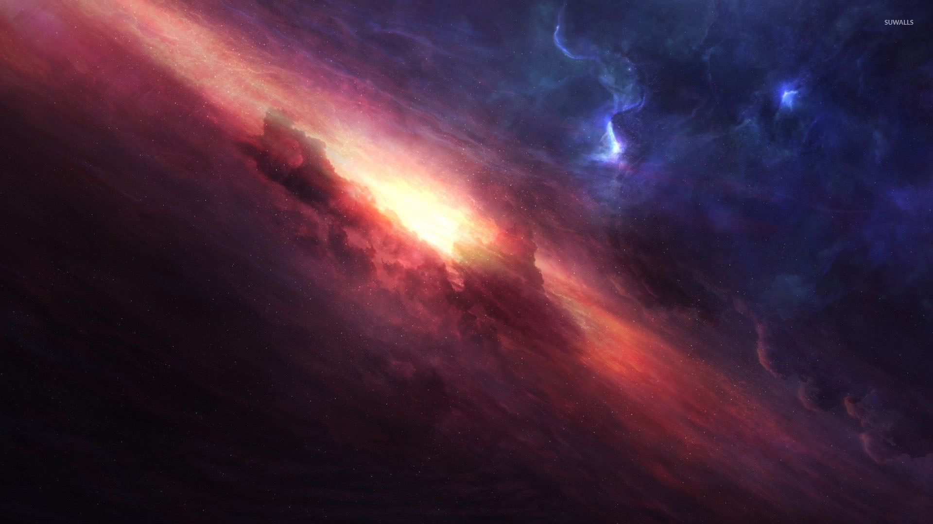 Nebulosa, Galassia, Rosso, Viola, 1920x1080, wallpaper desktop