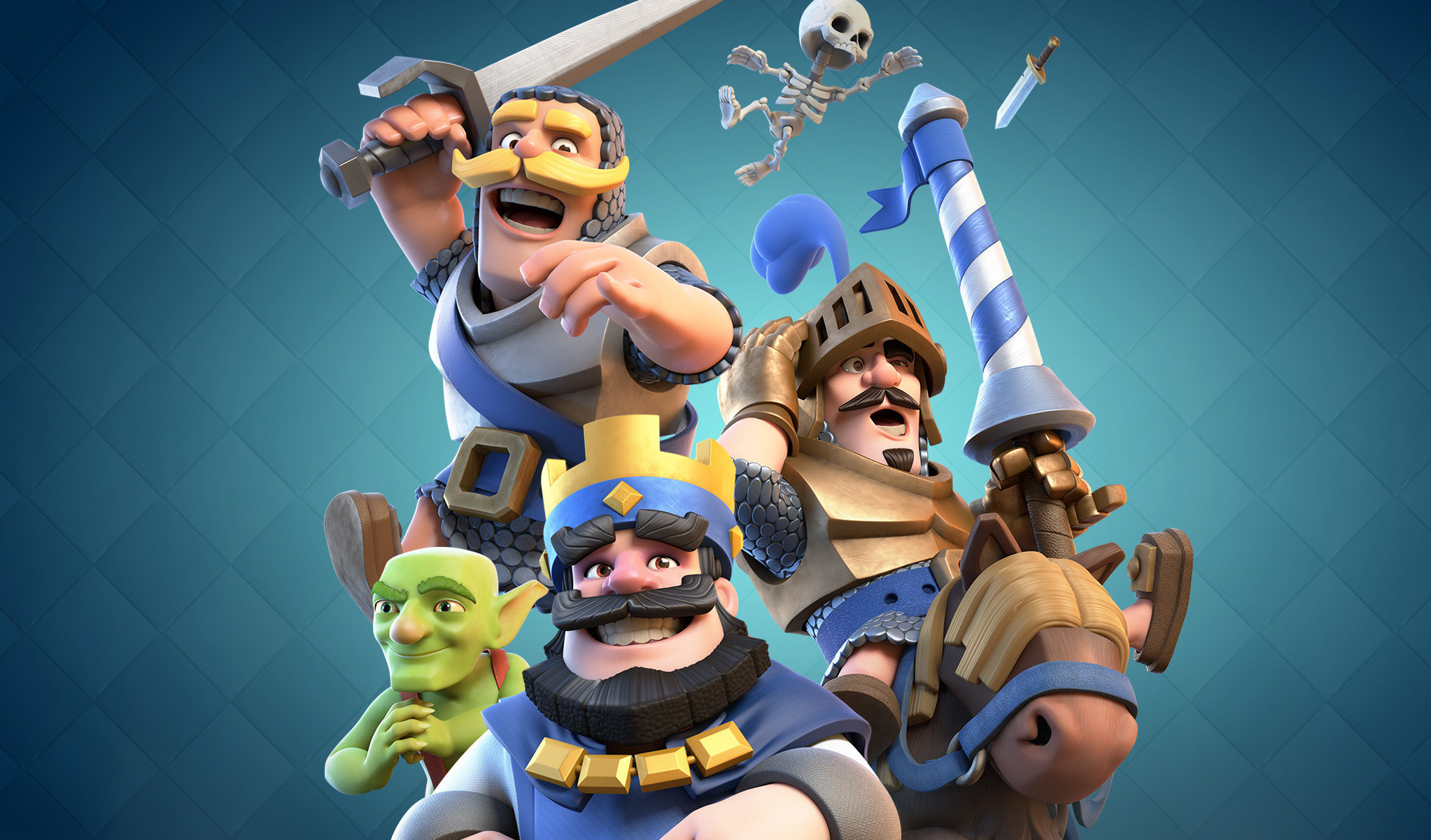 Clash Royale, Re Blu, Cavaliere, Principe, Goblin, Full HD, sfondo per PC e portatile