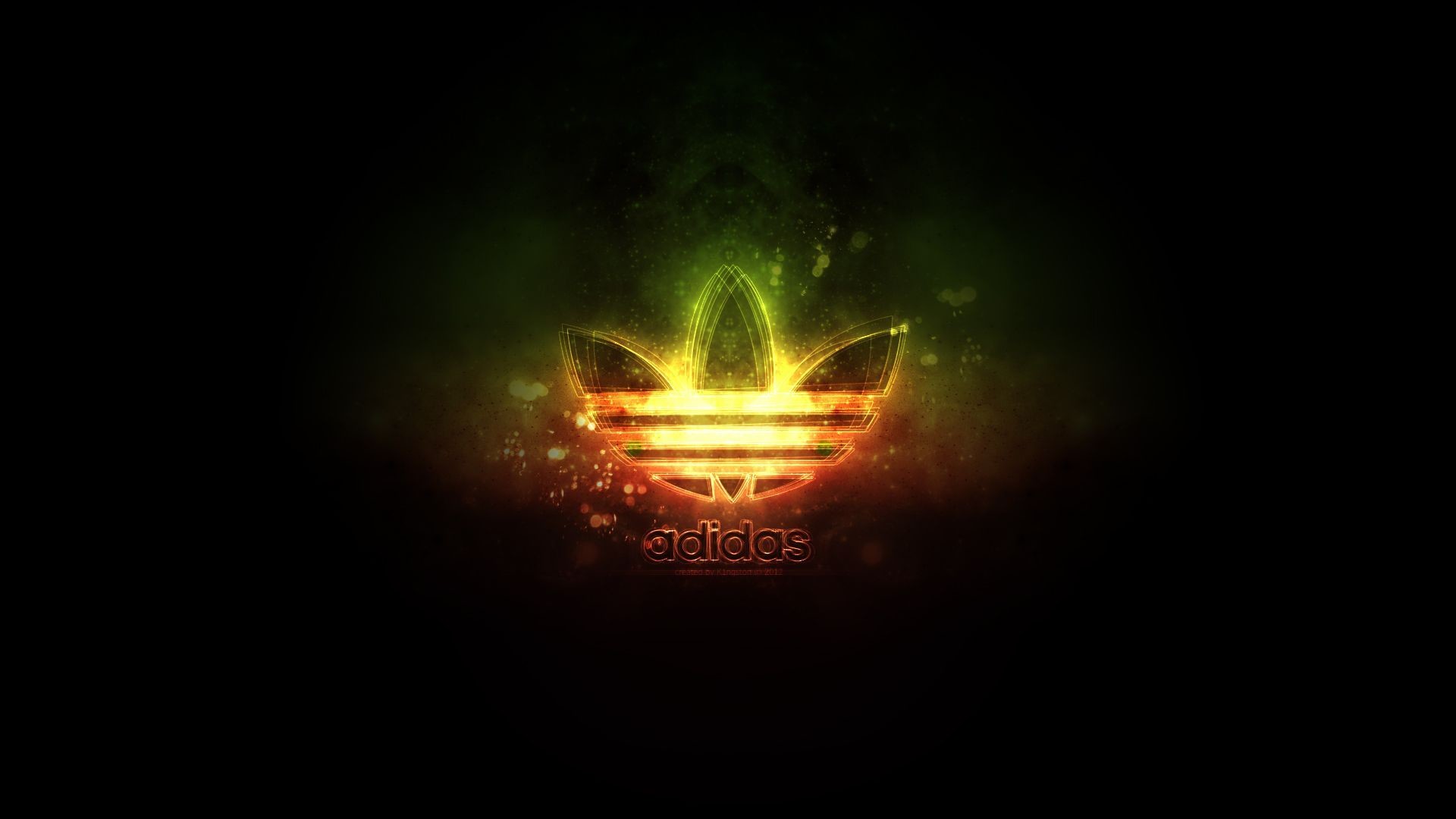 Adidas Originals, Logo trifoglio, Bagliore, Sfondo nero, 1920x1080, wallpaper desktop