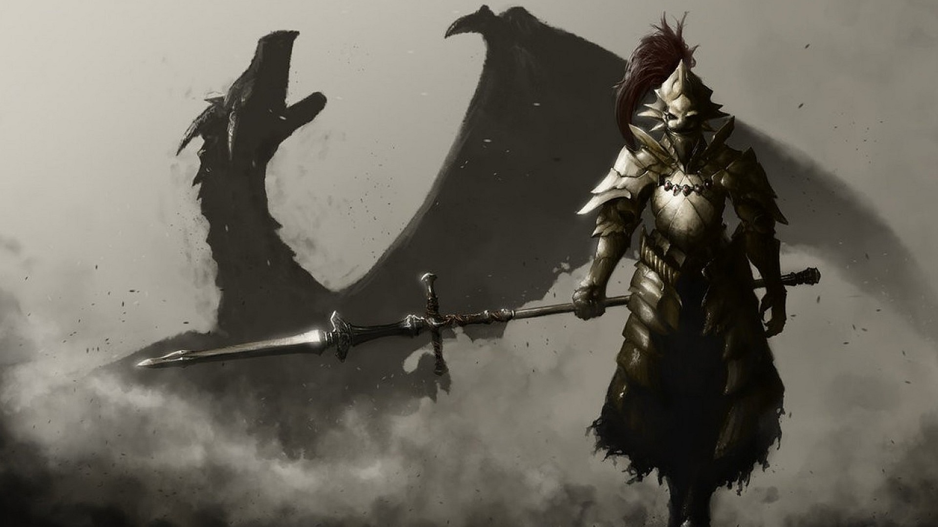 Dark Souls II, Drago, Lancia, Cavaliere, Concept art, 1920x1080, sfondo per PC