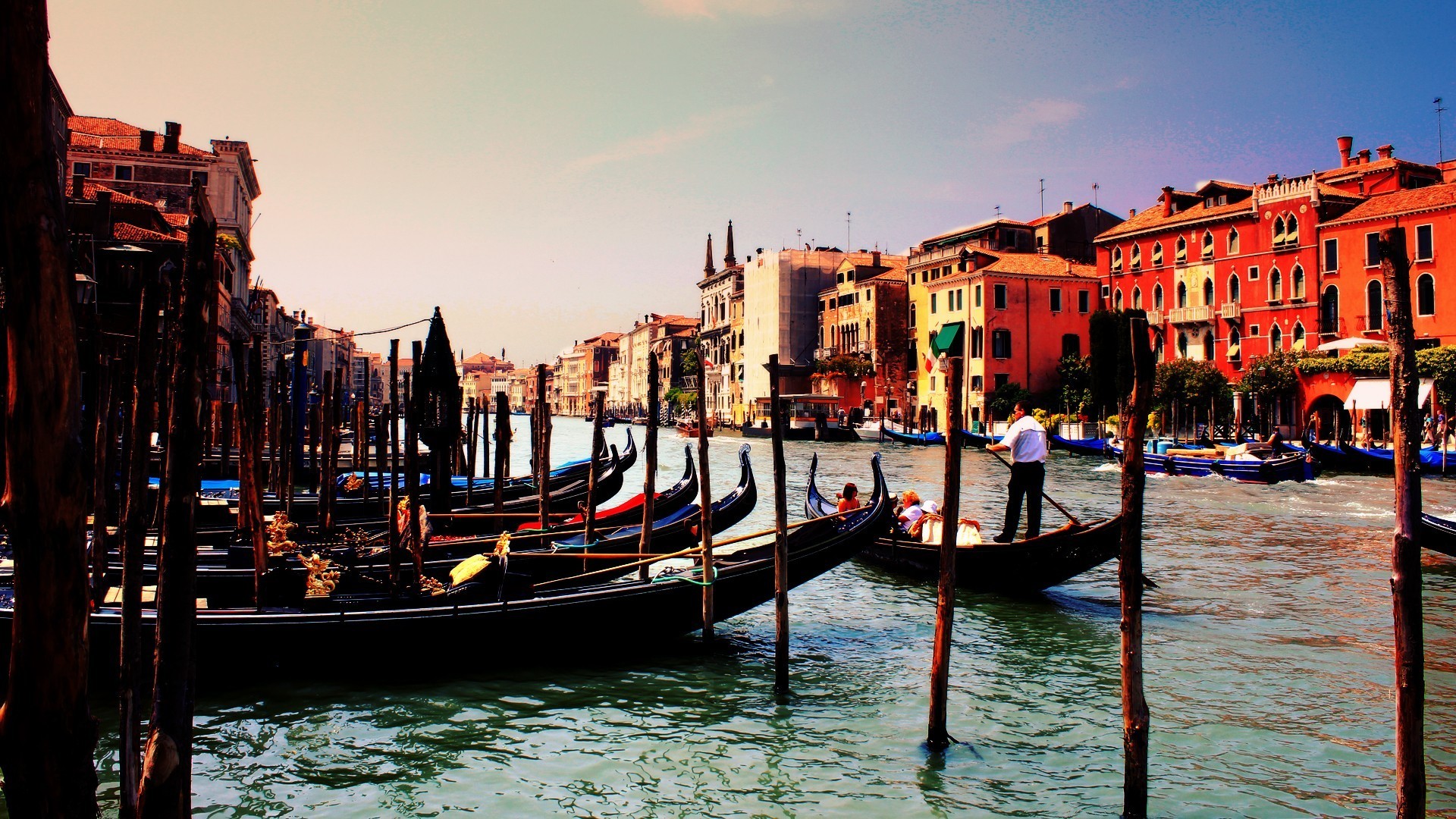 Canal Grande, Venezia, Gondole, Gondoliere, 1920x1080, sfondo per PC