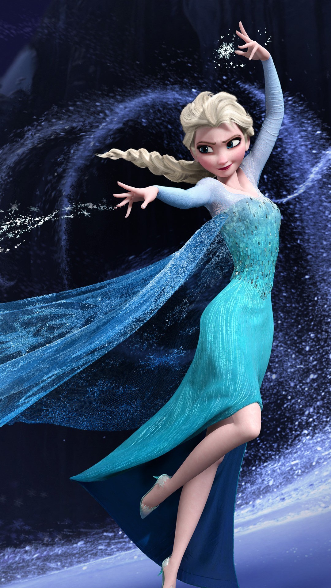 Elsa, Magia del ghiaccio, Mantello, Notte, 1080x1920, schermata di blocco iPhone