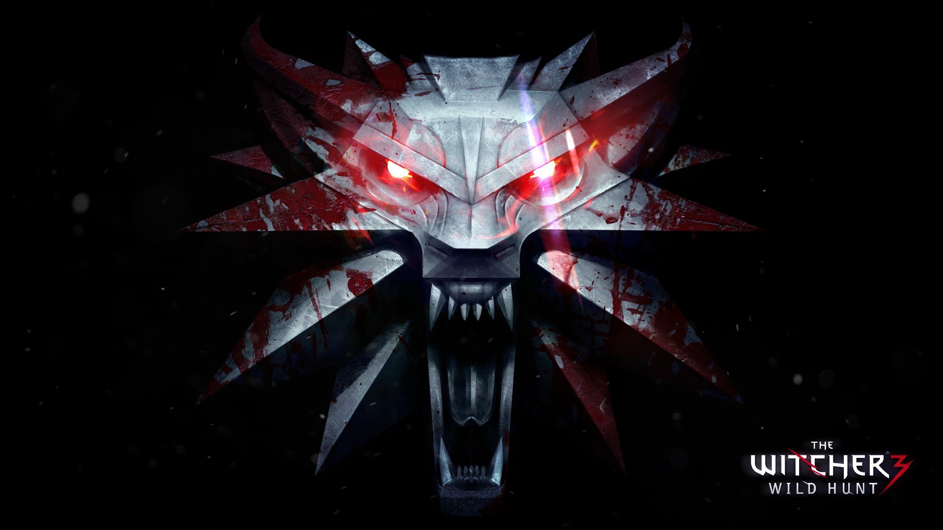The Witcher 3: Wild Hunt, Medaglione del lupo, Logo, Sfondo nero, wallpaper PC