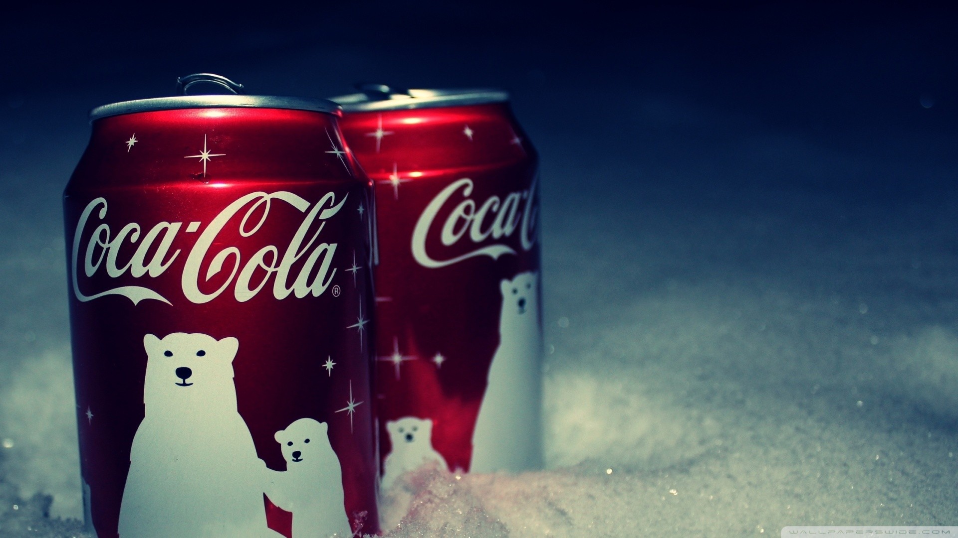 Coca-Cola, Lattine natalizie, Orsi polari, Neve, Inverno, 1920x1080, immagine di sfondo